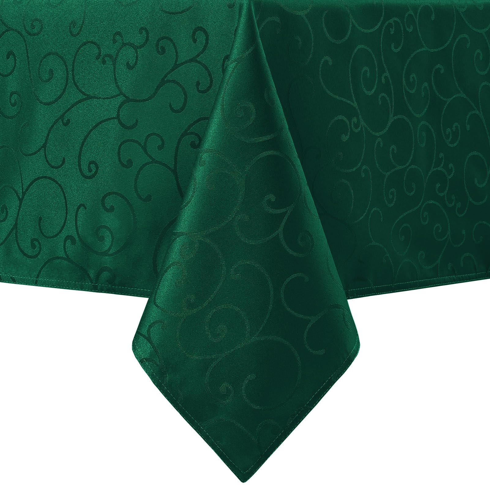 Romanstile Extra Large Dark Green Christmas Tablecloth 140x300 cm, Water-Repellent, Wipeable, Stain Resistant 210GSM Jacquard