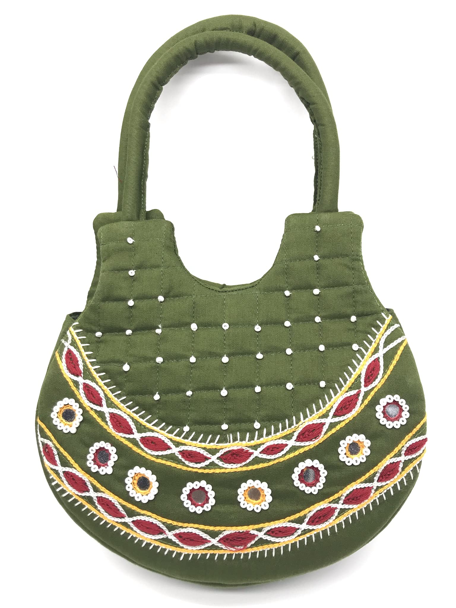 SriAoG Handcrafted hand held bag For Womens & Girls Traditional Olive Green Mini Handbags (original Mirrors work Beads Thread) - Olive Green Small Handbag (B09SHGTH5L) Amazon Price History, Amazon Price Tracker