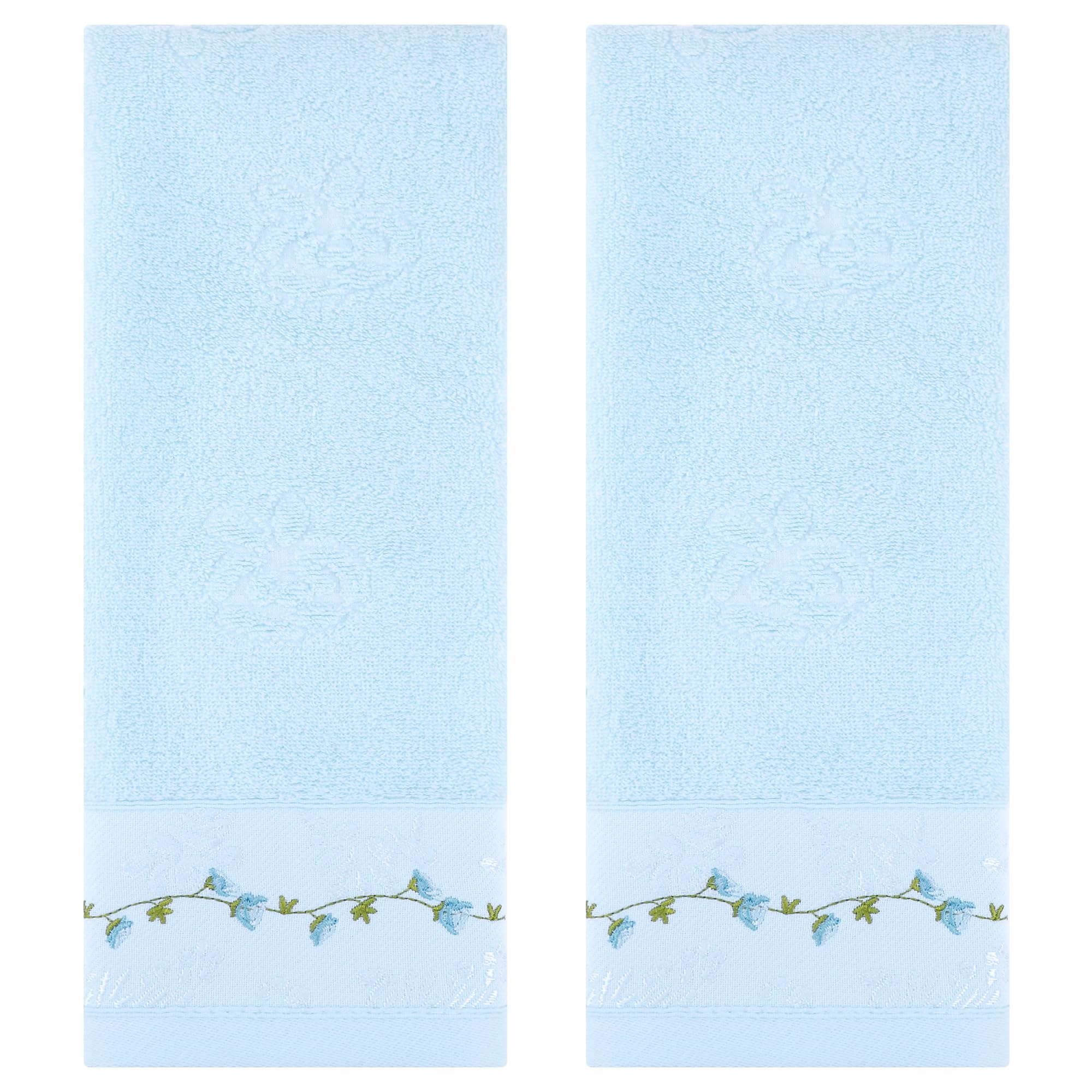 HMETOL Soft Absorbent Floral Embroidered Hand Towels for Bathroom Kitchen