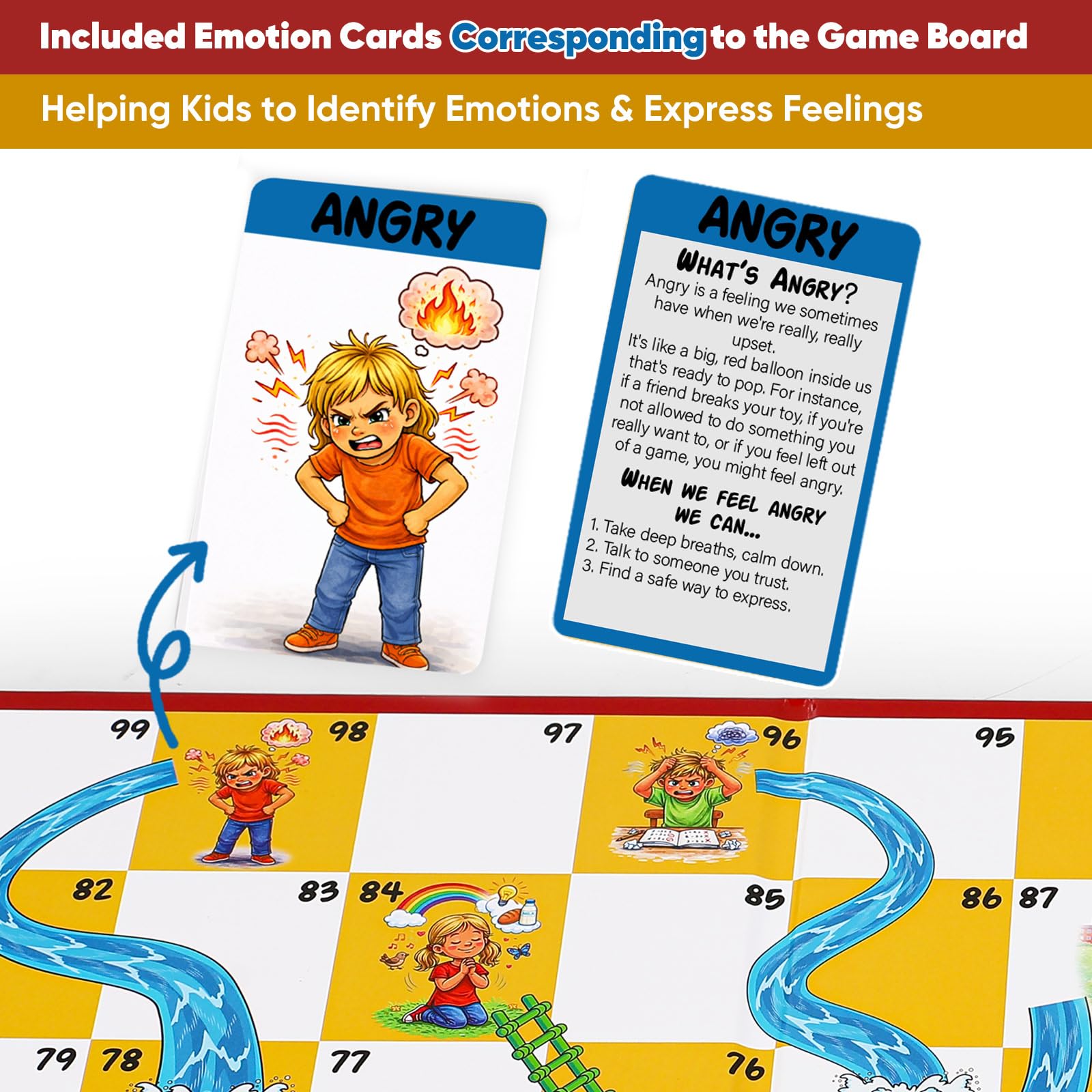 Garybank Social Emotional Skills Game for Kids - Emotion River and Ladders