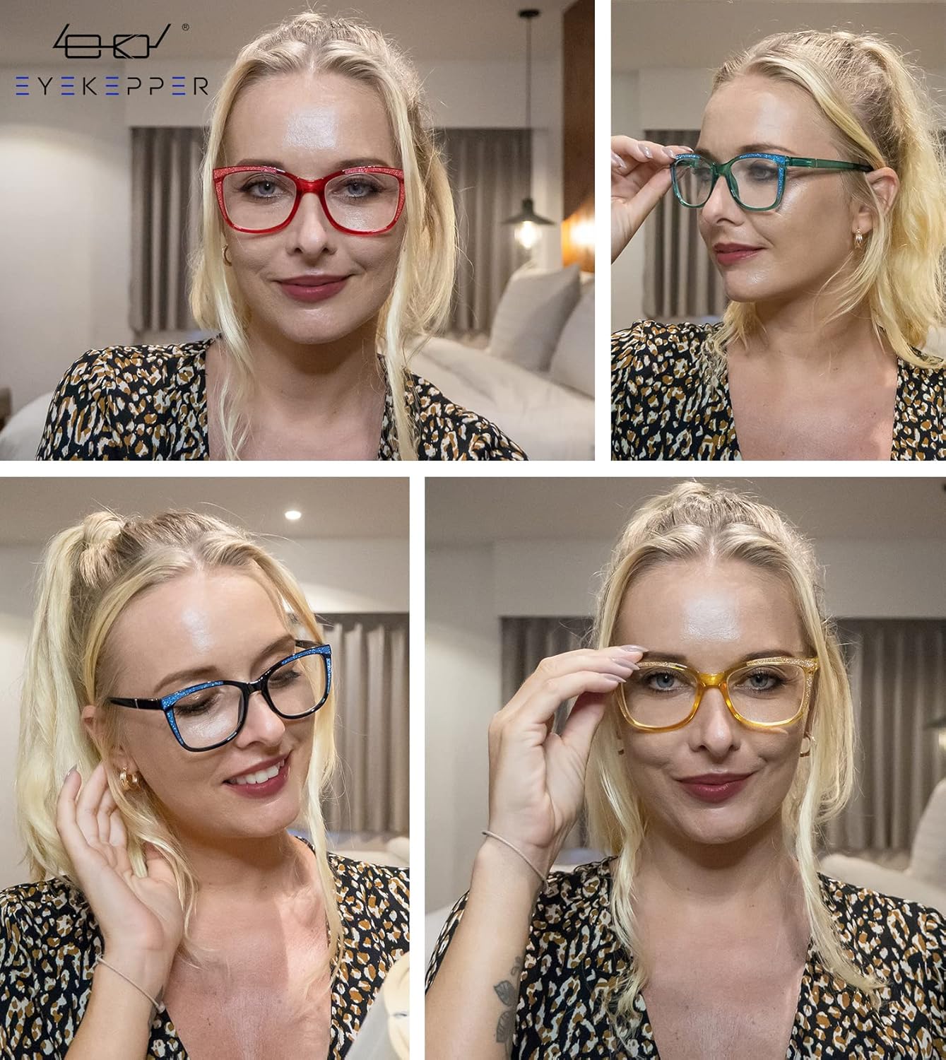 Eyekepper 4-Pack Ladies Reading Glasses Cat-eye Pattern Design Readers for Women +2.50