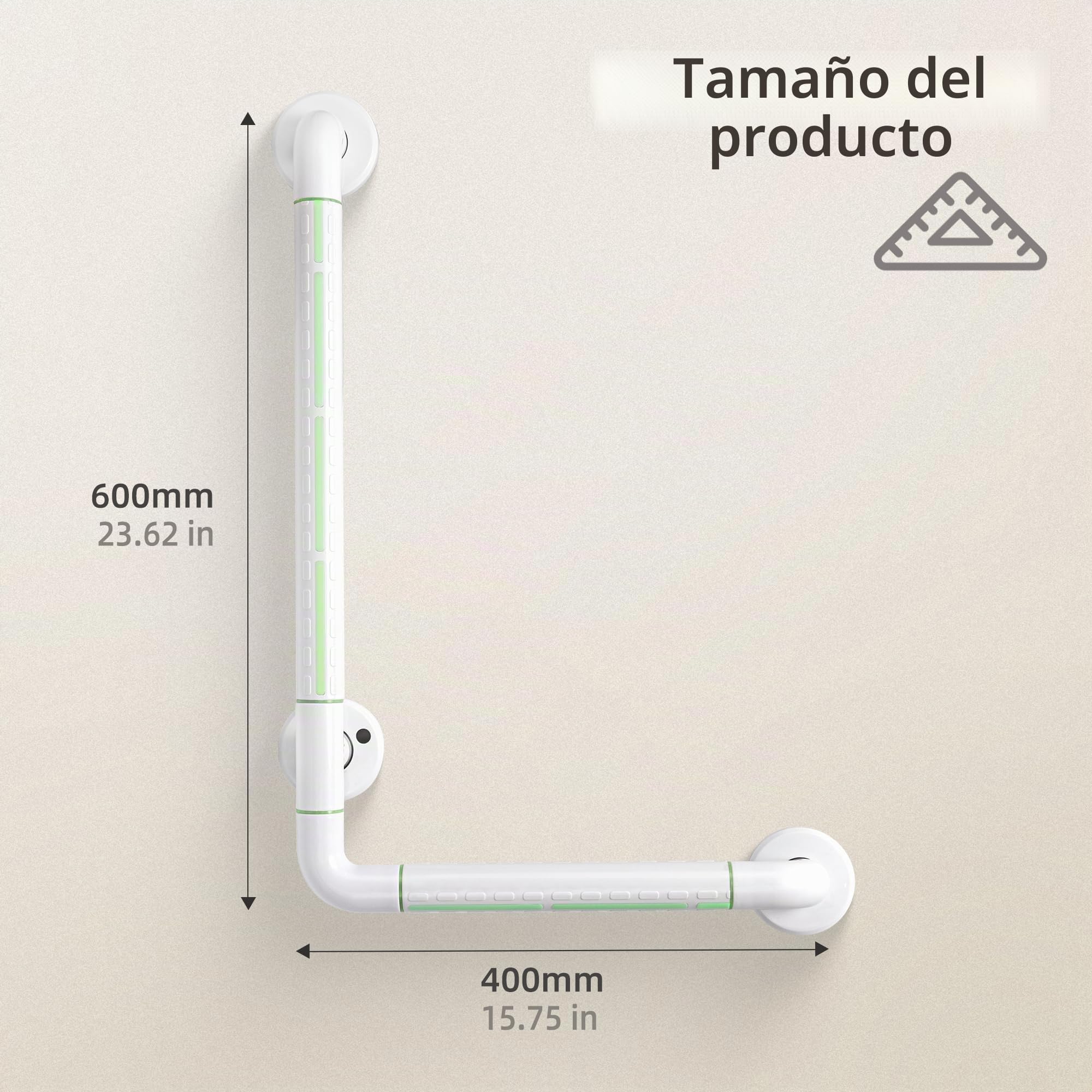ITSOGOO Barra de Apoyo de Baño en Forma de L,Agarradera Acero Inoxidable de Seguridad,Barra de Apoyo para Montaje en Pared hasta 250 kg,para Niños Mayores Discapacitados Embarazadas 60x40cm