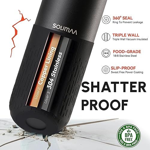 Miniatura 2 de Botellas de agua aisladas de acero inoxidable con pajilla, botella de agua aislada al vacío de pared con popote para gimnasio, viajes, camping,