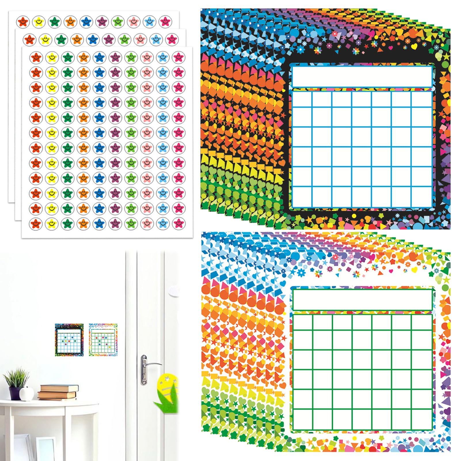 20PCS Star Stickers for Reward Chart Kids Sticker Chart, Behaviour Charts for Children Star Charts with No Task