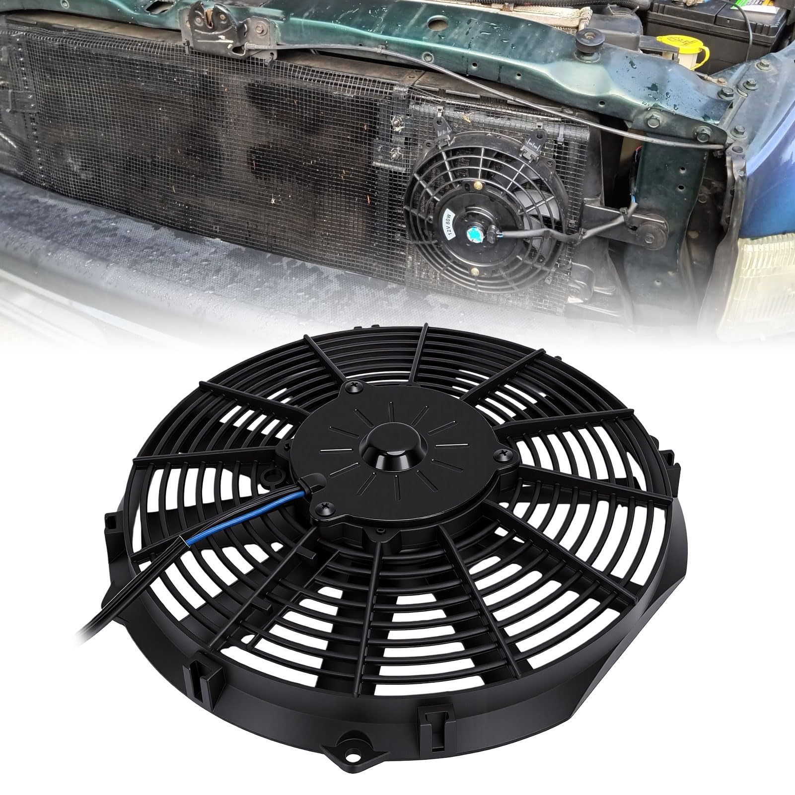Generic Ventola di Raffreddamento Elettrica Universale Adatta per Design Ultra Sottile 12 V 80 W per Radiatori e Sistemi di Ventilazione 280 Mm Sottile Nera