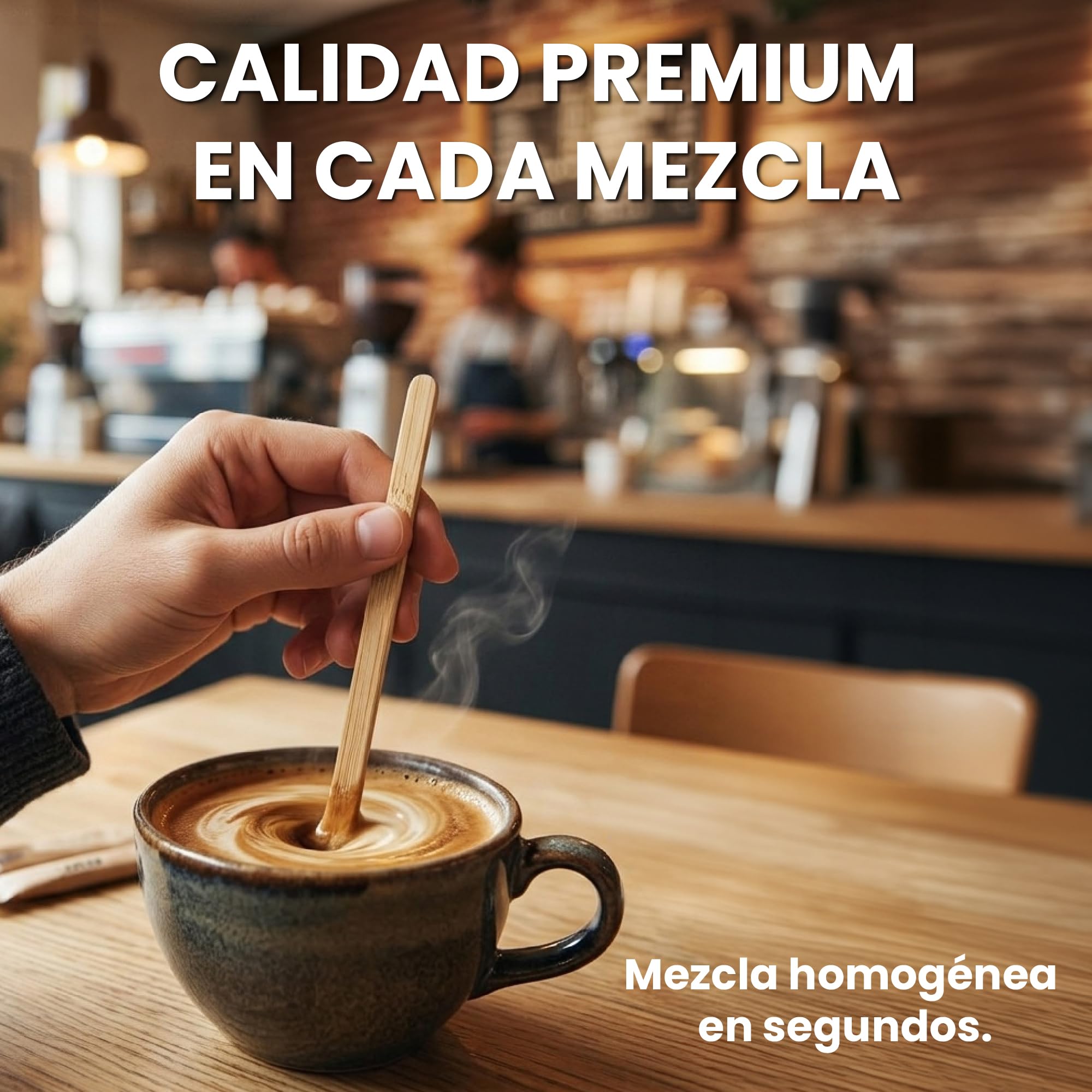 GASTROTOMI Palitos de Madera para Café 1000 Unidades – Palillos Desechables de 14 cm – Paletinas Café Ecológicas Biodegradables – Removedor Café para Oficina y Catering - Cucharas de Bambú desechables — view 6