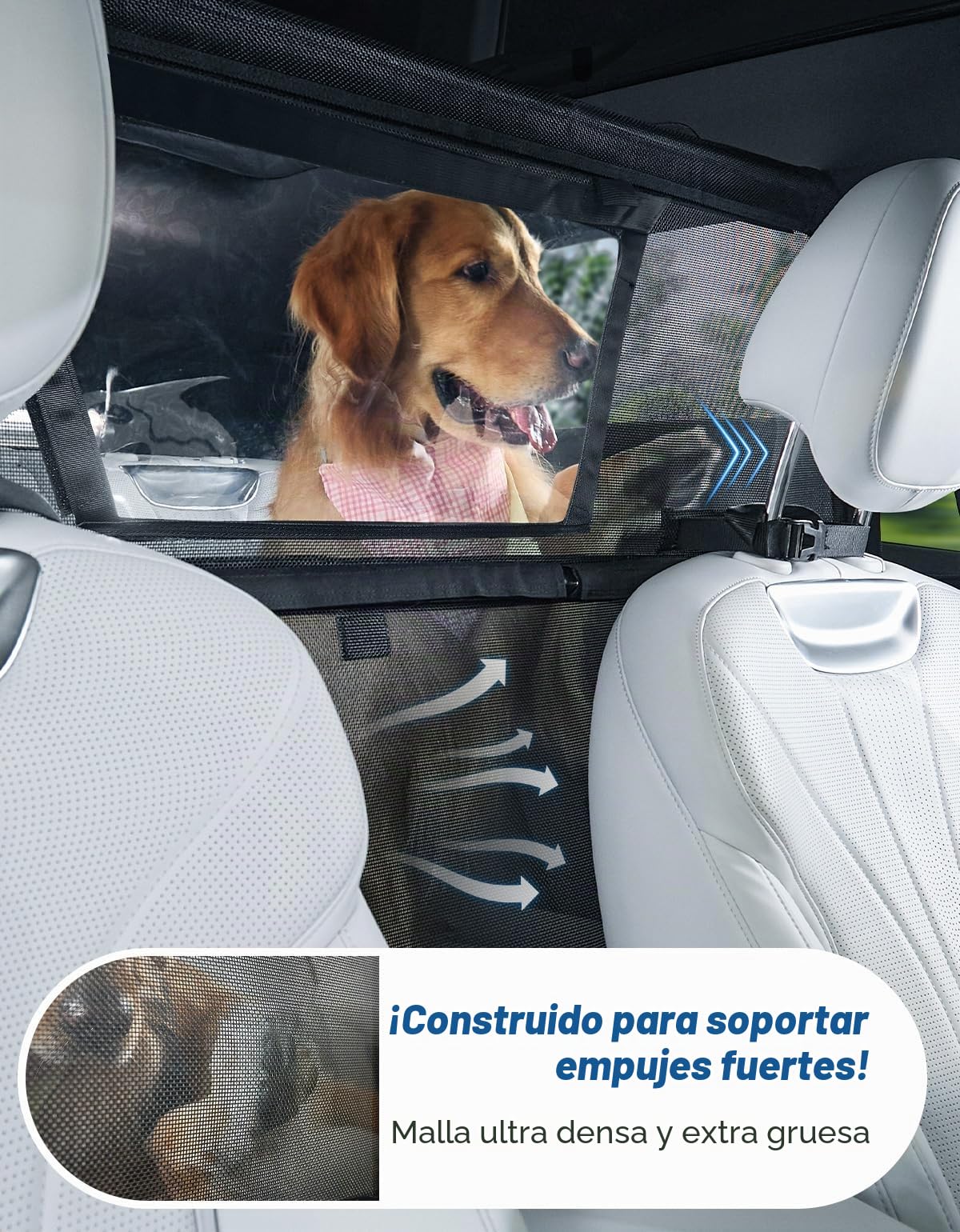 JOYTUTUS Rejilla para perros de coche, red de protección, barrera de separación con ventana de visualización, rejilla separadora universal para perros, 132 * 79 cm, para coches, SUV, camiones