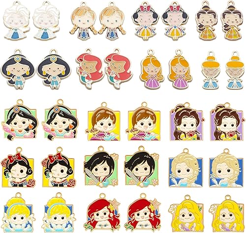 34 dijes de dibujos animados para manualidades, collares, pulseras, aretes, llaveros, joyería, manualidades, 17 estilos, Esmalte, No es una piedra