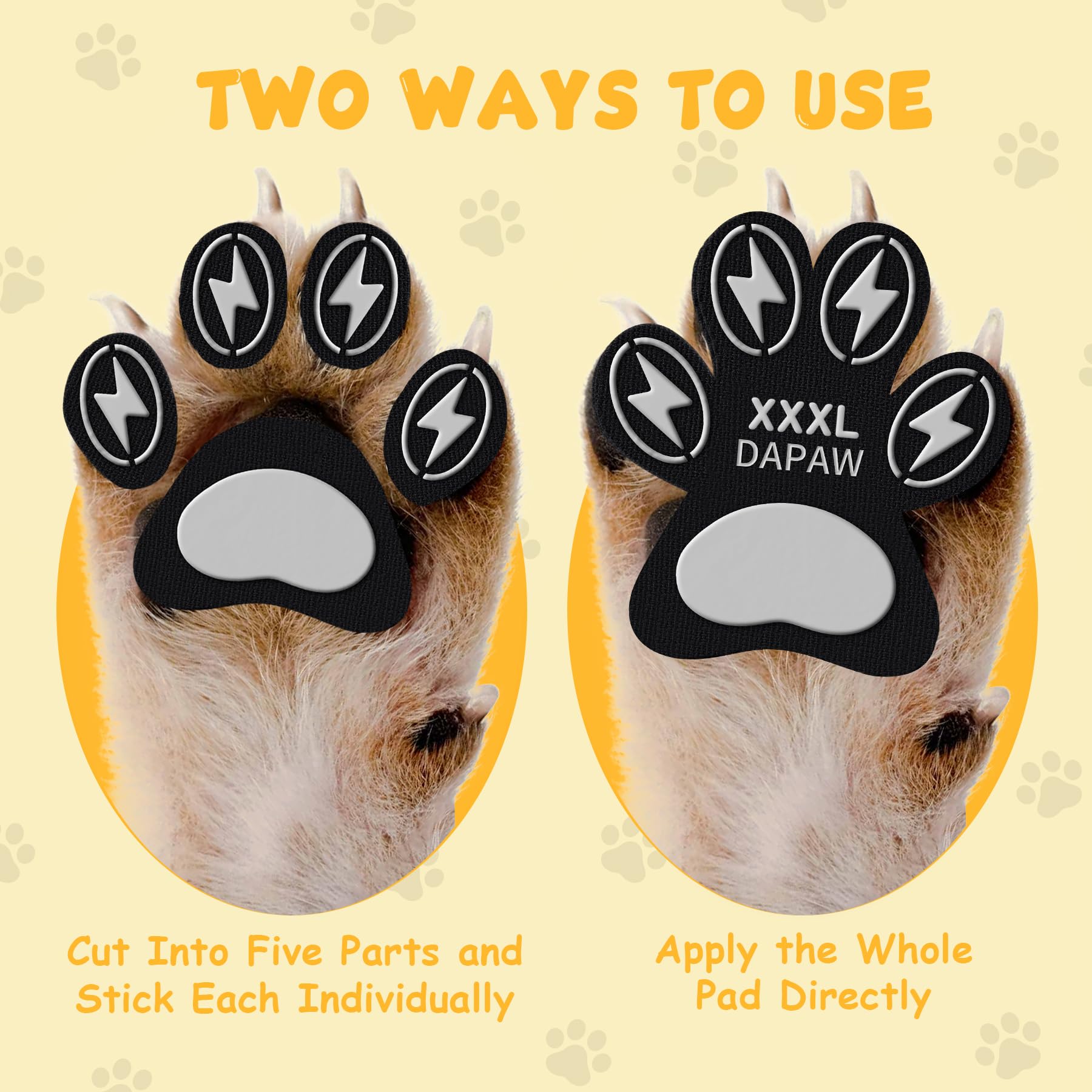 Dapaw Anti-Slip Dog Paw Pads, Paw Grip for Senior Dog on Hardwood & Tile Floors, Protector Pads for Hot Pavement, Paw Stickers for Dogs Feet with Strong Traction (5 Sets, 20 Pcs) M — view 6