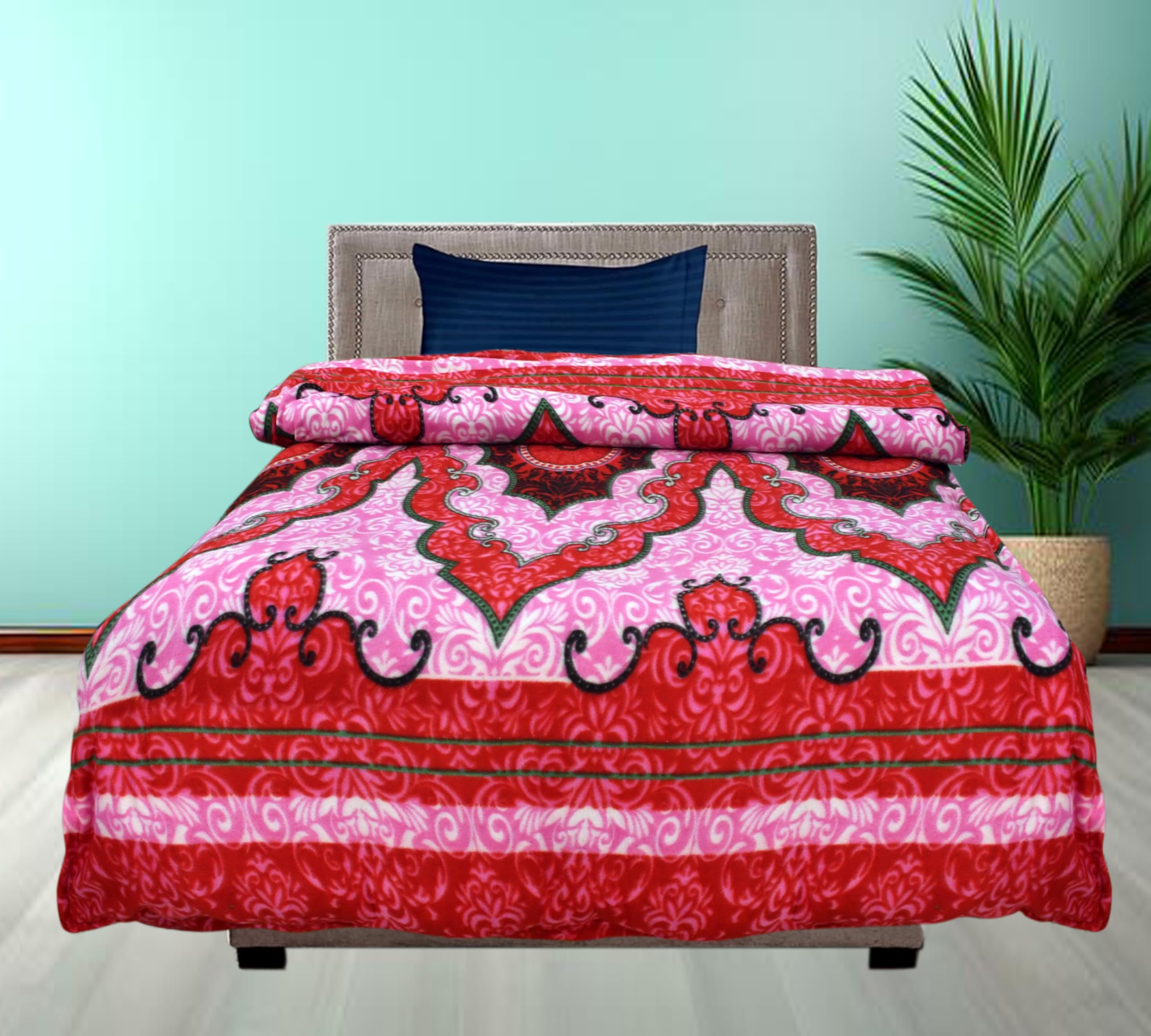 VISALAKSA ATTIRE Luxurious Glace Duvet Cover, Comforter Cover, Rajai Cover, Blanket Cover,Quilt Cover King Size: 90x55 inches (Single Bed) (LightPink & DarkPink)-picture-11