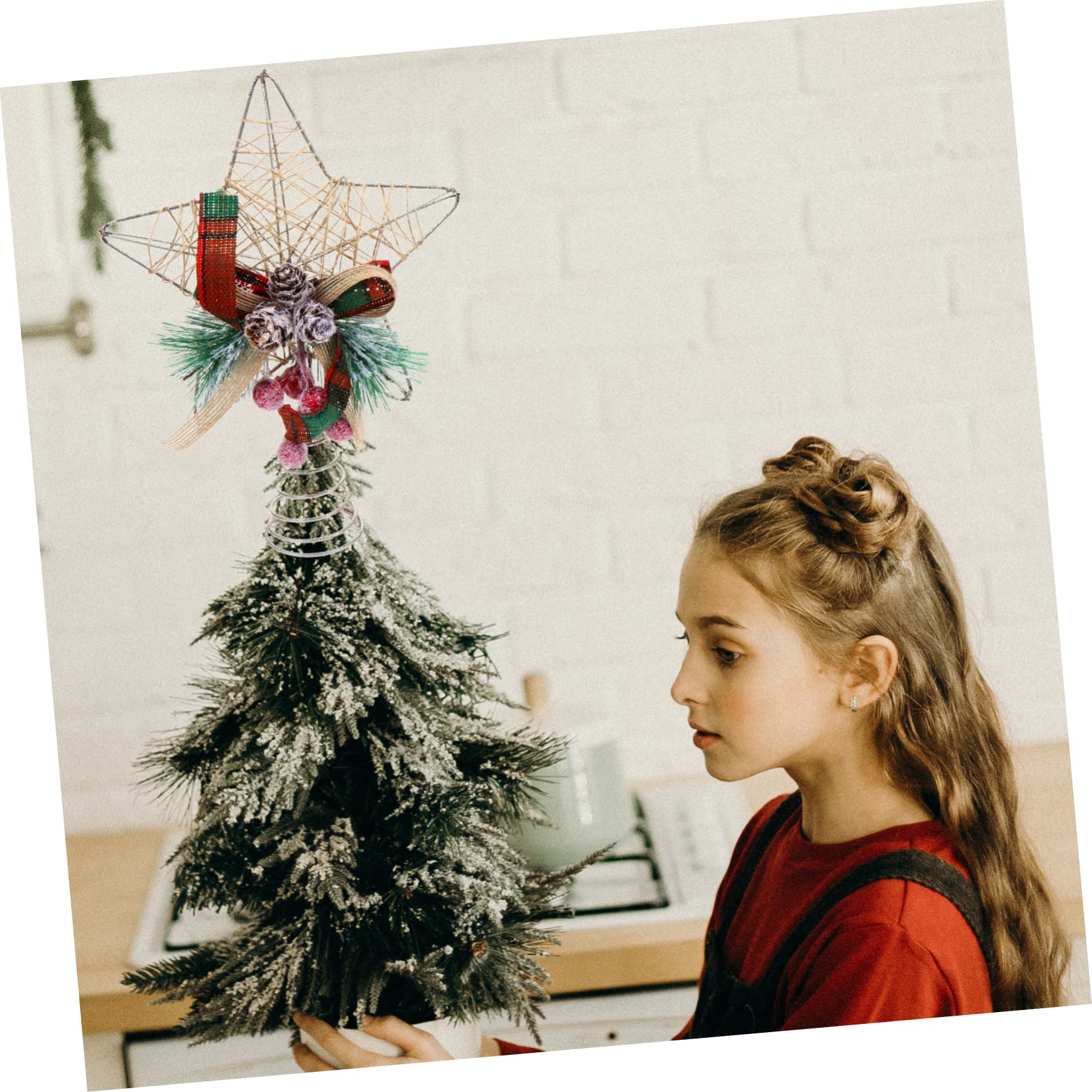 7 STK Weihnachtsbaumspitze Stern Irisierend Tür Neon Dekorationen Fee Weihnachtsschmuck Stern-weihnachtsbaumspitze Gold Einzigartig Baumspitze Rote Weihnachtsbaumspitze Eisen MAGICLULU
