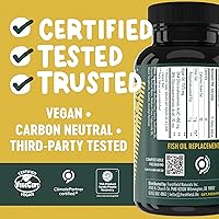 Vista 4 de Freshfield Omega 3 vegano, aceite de algas (algas), empresa libre de aceite de pescado, probado por terceros, sin carragenano, suplemento de DHA