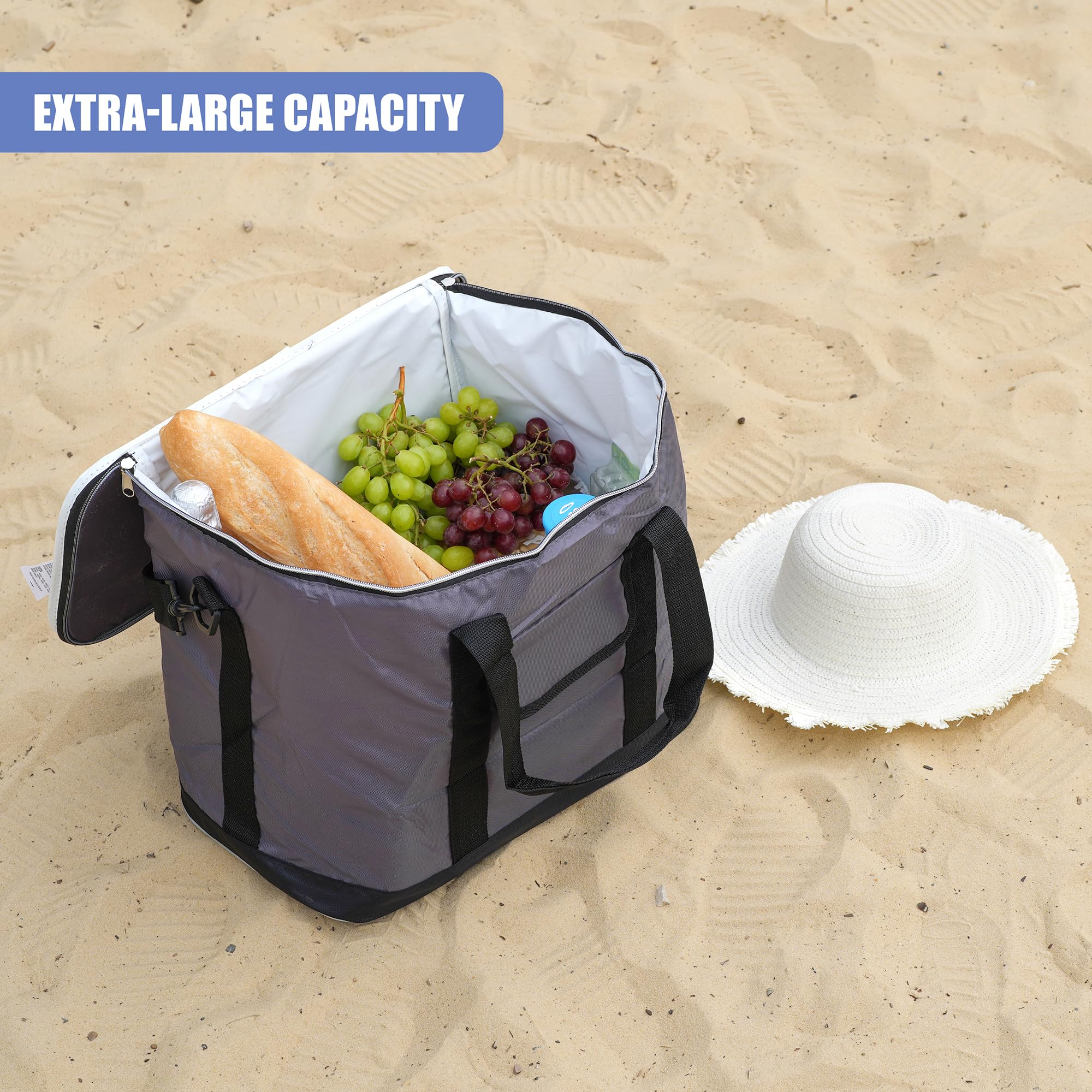 Große Isolier-Kühltasche mit Schultergurt, für Getränke, Picknick, 30 l, 60 Dosen, Familiengröße