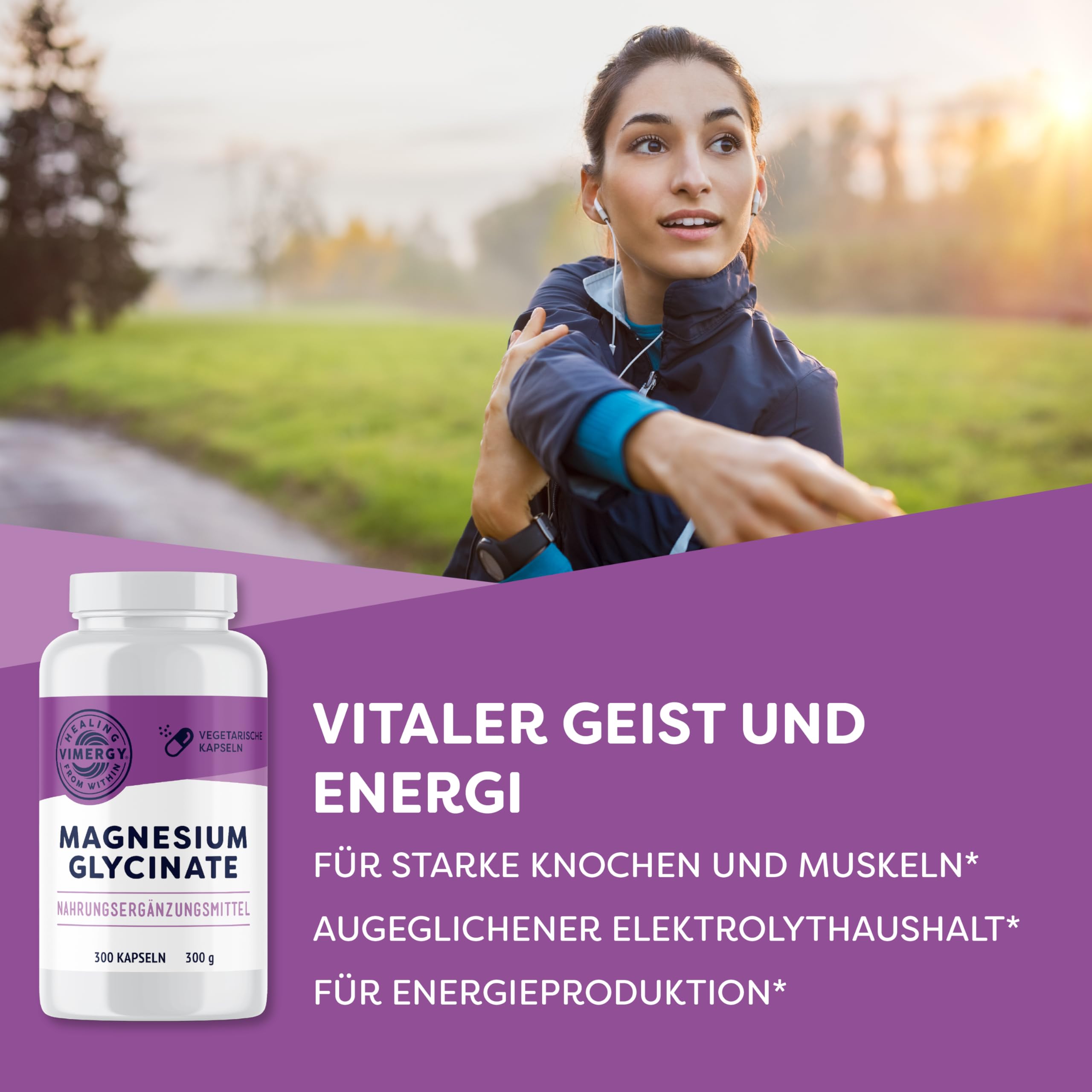 Vimergy Magnesium Glycinat Mineral Nahrungsergänzungsmittel – 300 Kapseln – Unbedenkliche Magnesium Hochdosiert Kapseln – Kurkuma & Ingwer – Glutenfrei, ohne Gentechnik – Für Keto-/Paleo Ernährung
