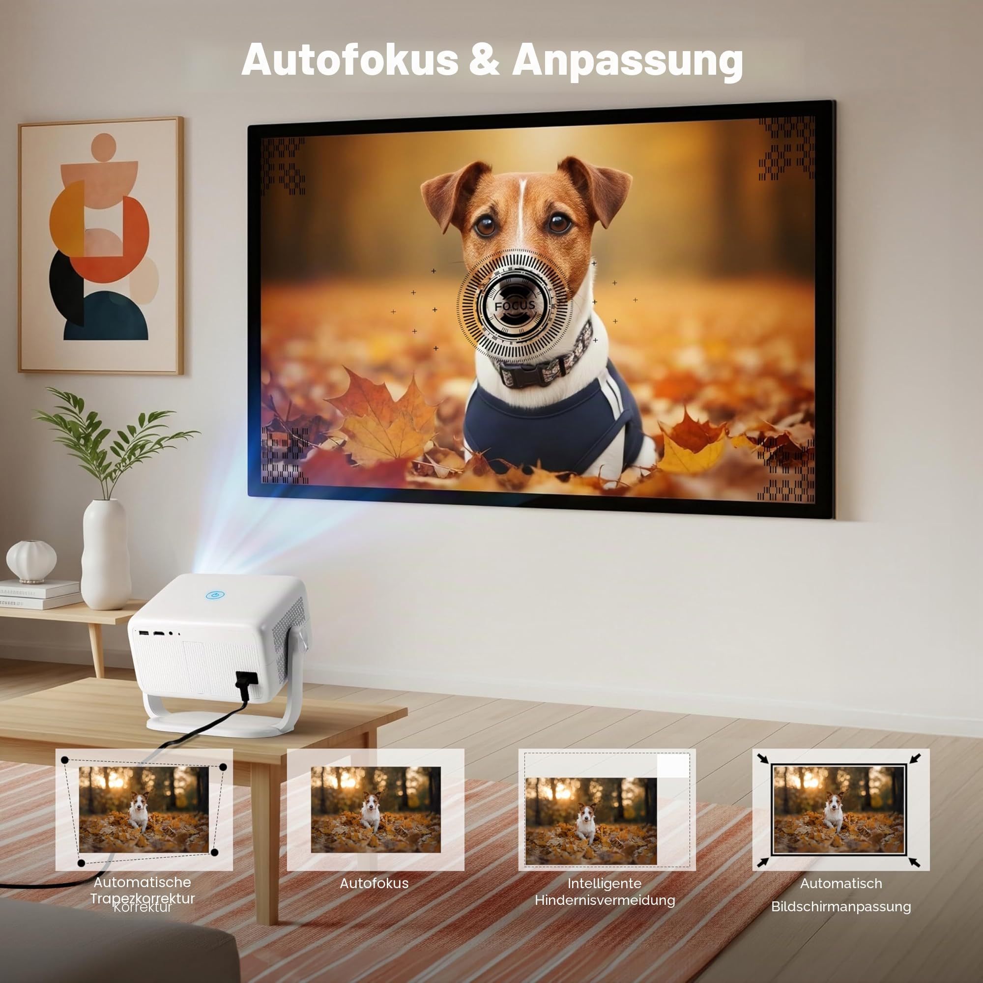 Caydo P3 Kunstprojektor, nativer 1080P Zeichenprojektor für Künstler | Integrierte exklusive Zeichen-App, Autofokus und Trapezkorrektur, 360° drehbarer Standfuß, Projektion von 40″ bis 120″
