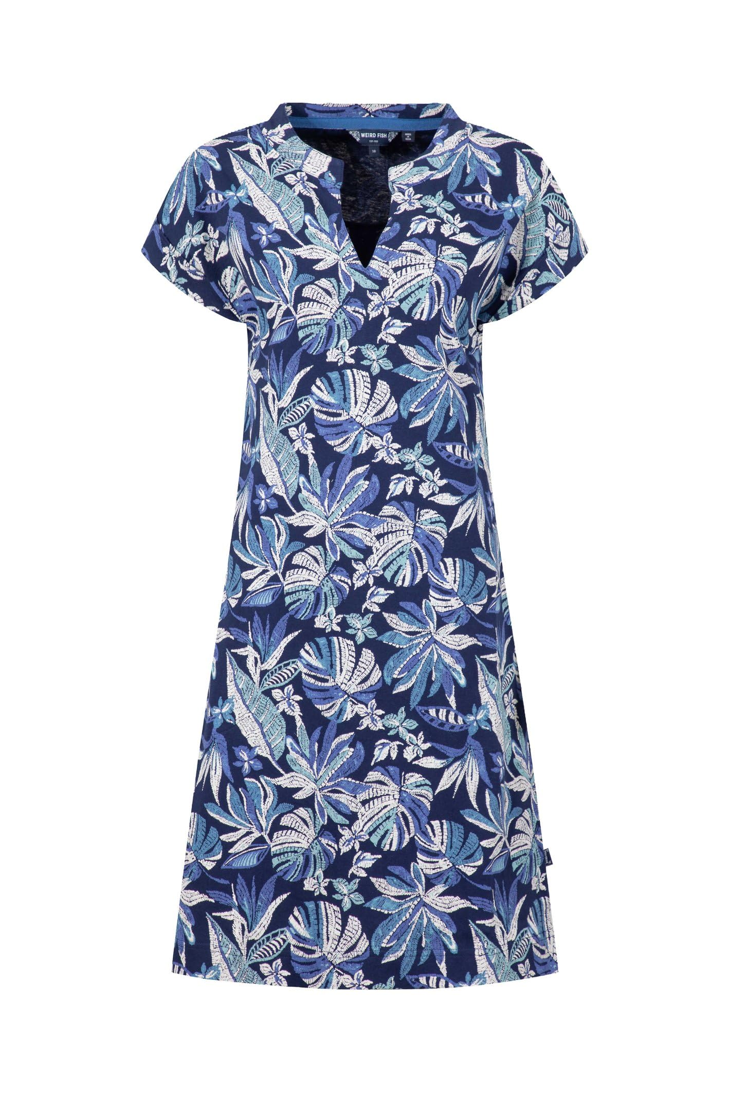 Weird Fish Women's Suffolks Printed Jersey Dress in Dark Indigo | Size: 8