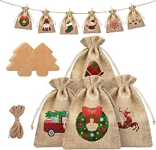 LIHAO Advent Calendar Empty to Fill Pouch 24 Jute Bags for Chocolates, Sweets, Small Toys, Messages