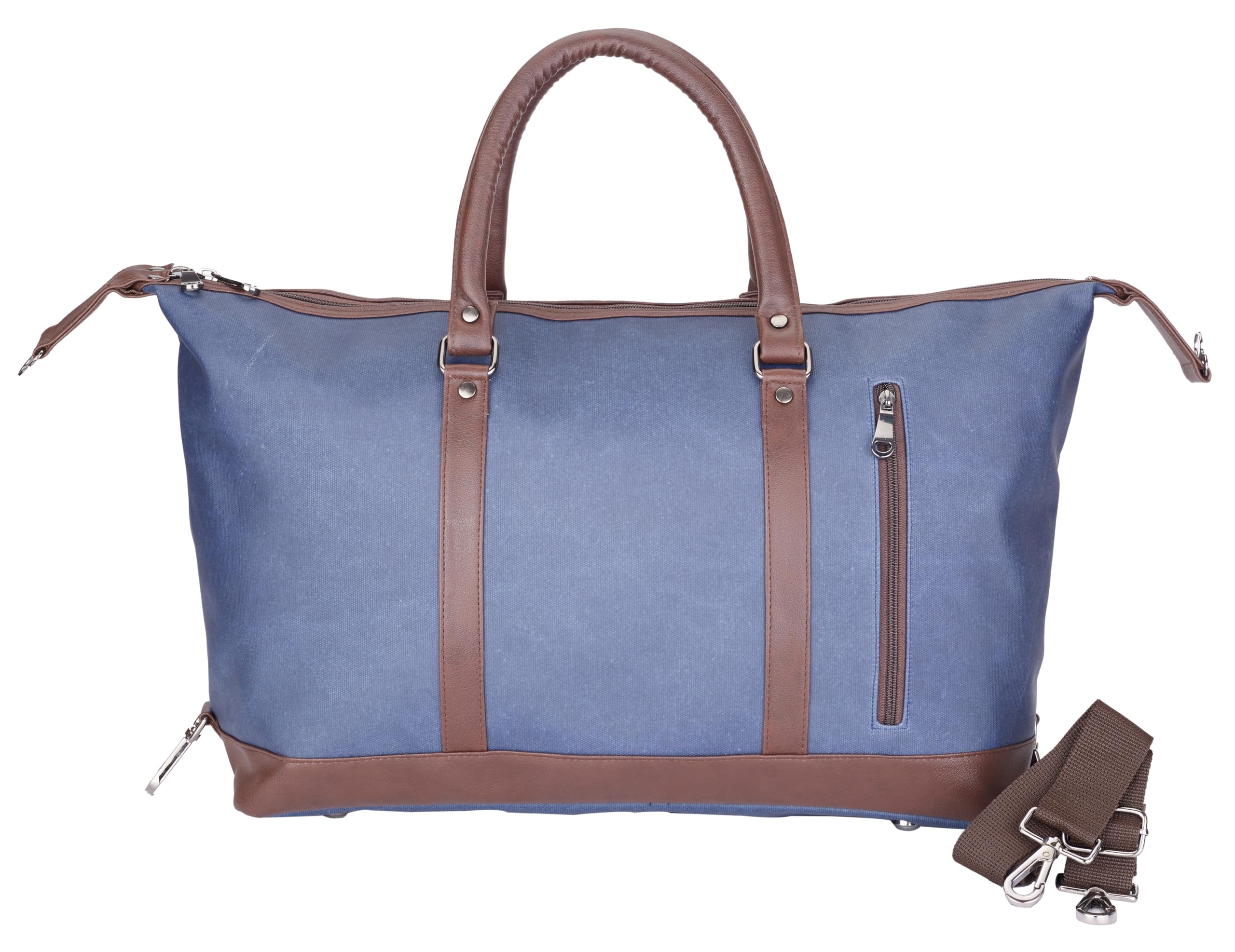 Milano Duffel Bag for Men & Women, 18 Inch Travel Duffle Bag with Carry Handles & Shoulder Strap, Waterproof Coated Canvas & Leatherette Weekender Bag, Expandable Overnight-picture-43