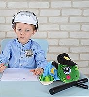 Vista 7 de DolliBu Peluche de oficial de policía de tortuga marina, disfraz de policía de tortuga marina con lindo uniforme de policía y traje de gorra, regalo