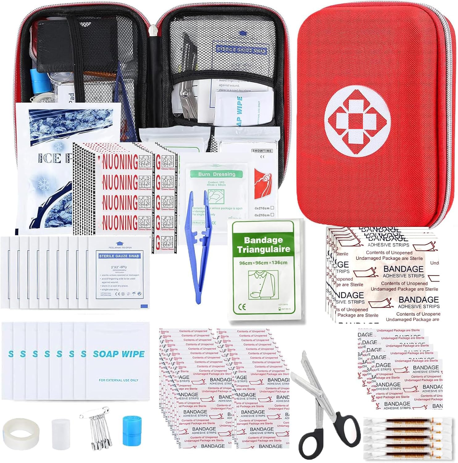 276PCS First Aid Kit Home Car Camping Hiking Emergency Supplies Small Compact Lovely Bag for School Outdoor, Basic Outdoor Essentials Survival Kit for Travel AMORNING