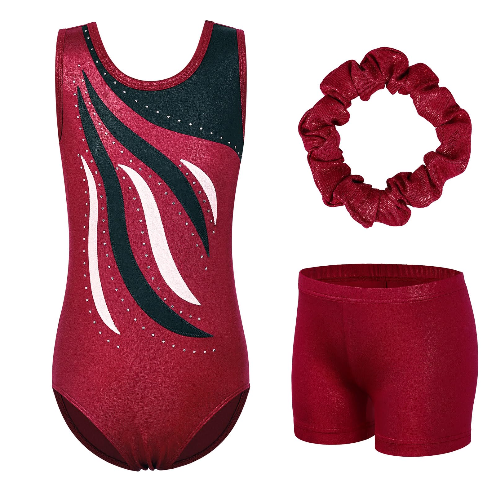 BAOHULU Leotards for Girls Gymnastics Embroidery Glitter Tumbling Dance Shorts Bottom