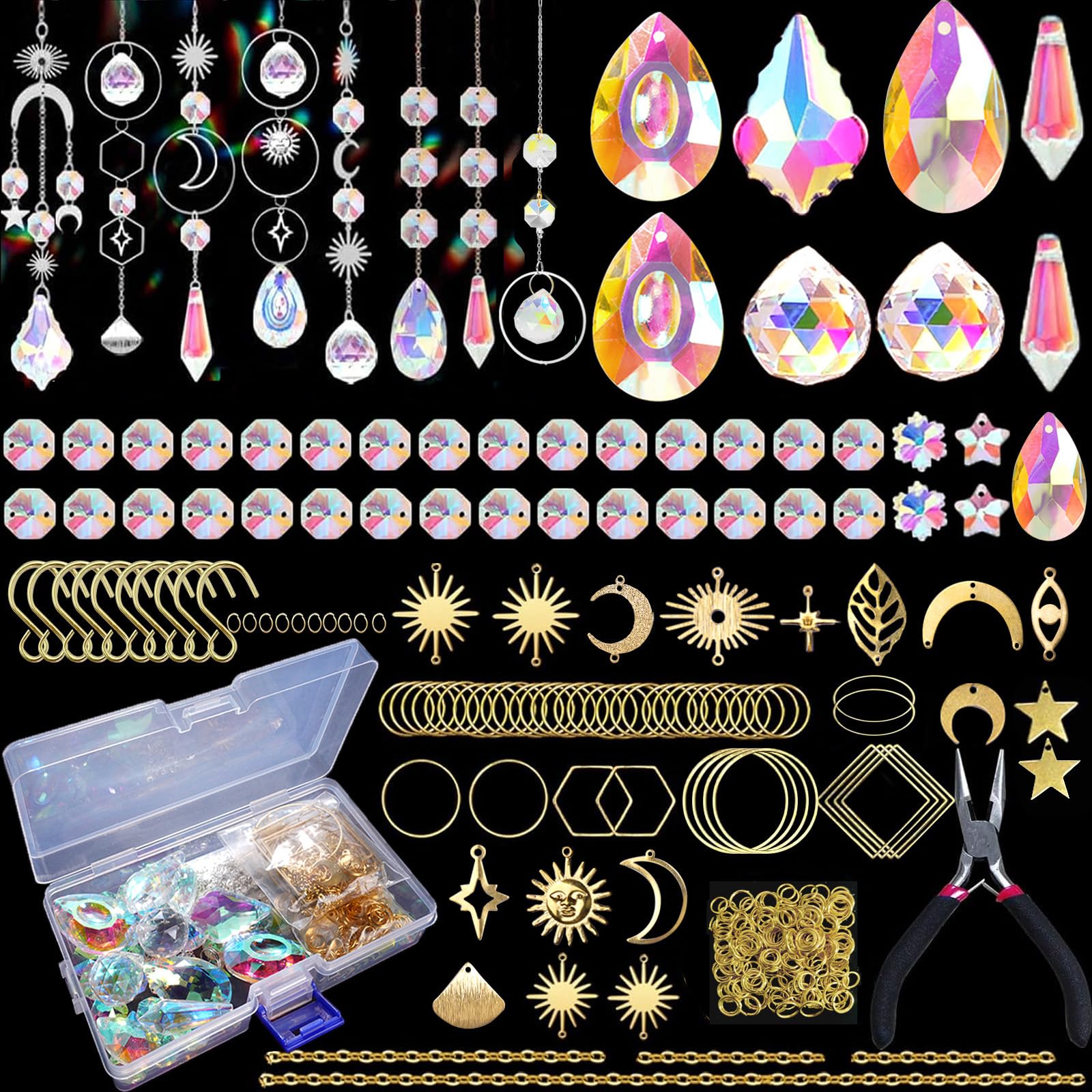 Luzoybo 240PCS DIY Sun Catchers Making Kits for Adults Crystal Suncatchers Kit with Colourful Prism Pearl Rainbow Maker for Windows Hanging