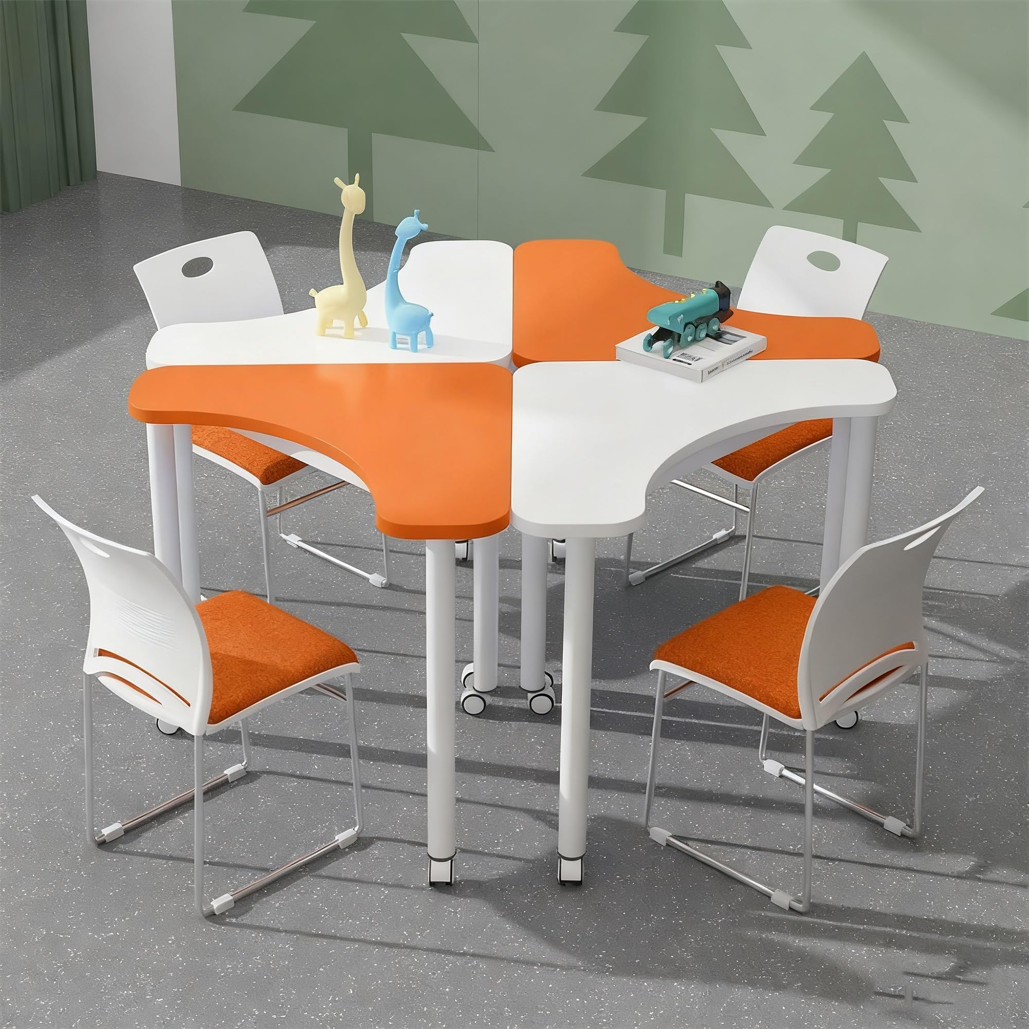 Mobile Group Activity Desk - Triangular/Hexagonal Table for Maker Classroom, Conference &amp; Science Experiments(H1.5)