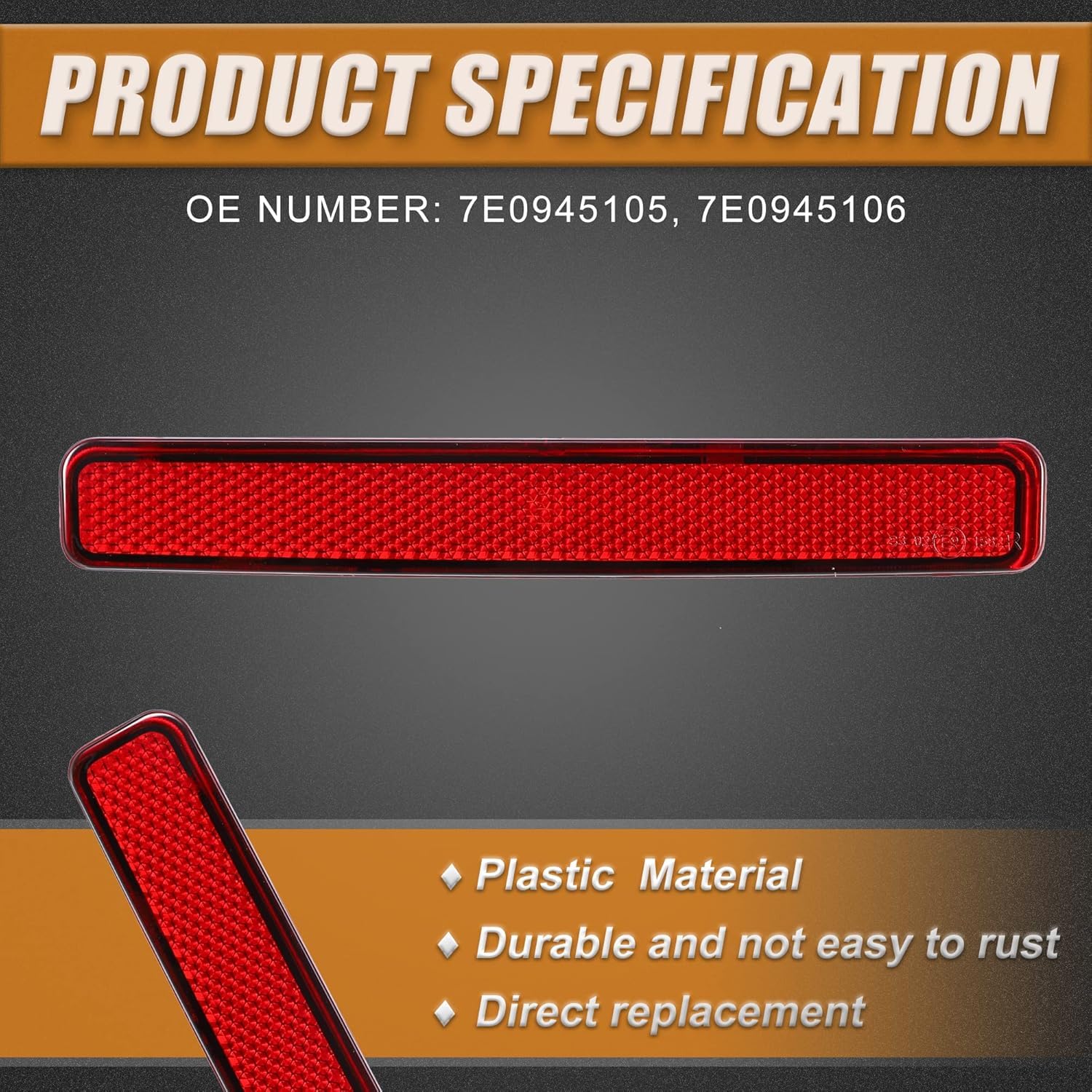 7E0945105 Lente catarifrangente paraurti posteriore sinistra destra di ricambio per VW T5 Transporter Caravelle Multivan 7E0945106, Catarifrangenti fanali posteriori, Paraurti posteriore