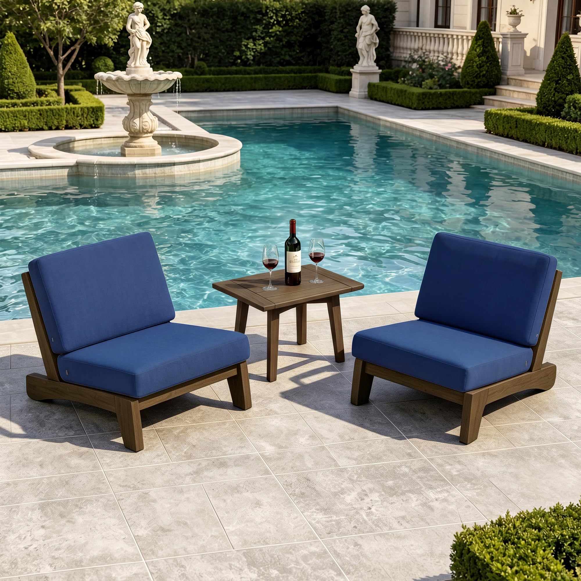 Pia Ricoo 3 Piece Patio Chairs Bistro Set with Coffee Table