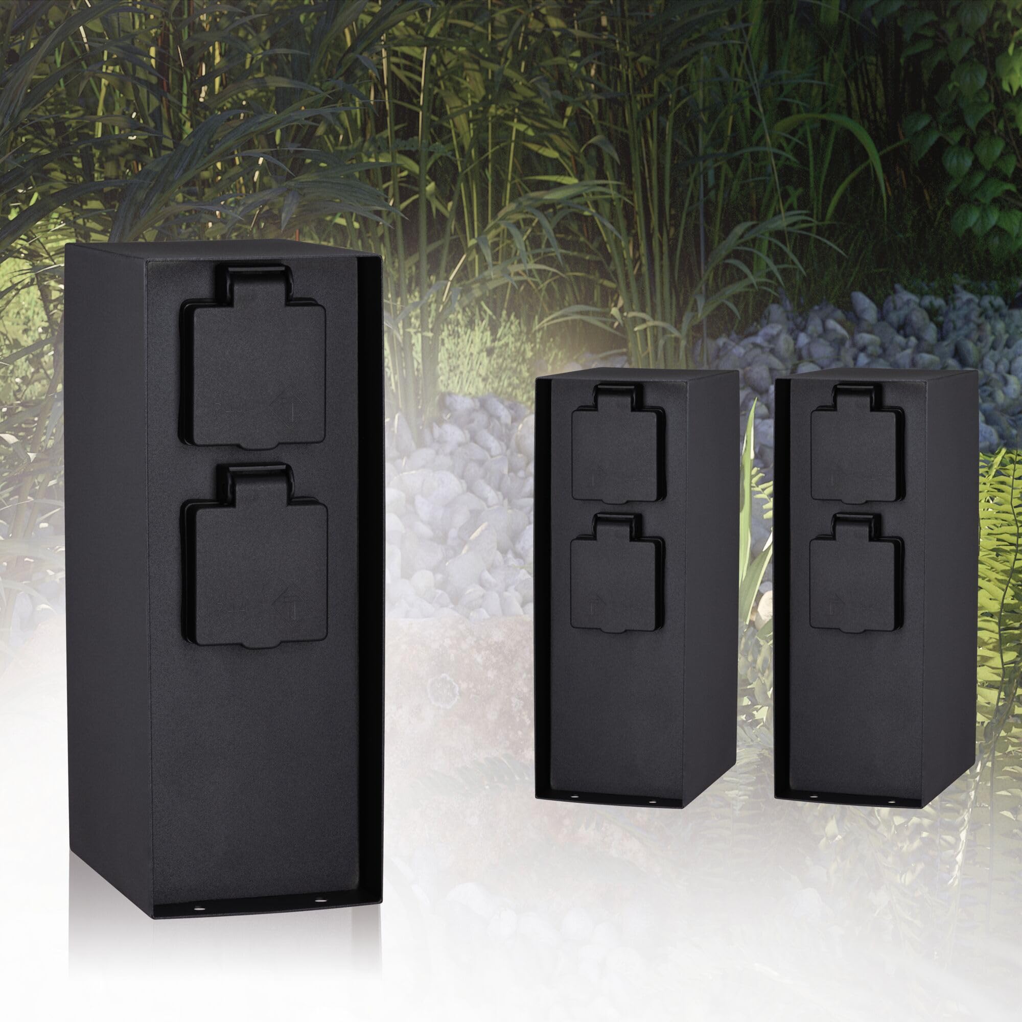 Paulmann 94313 Colonna con prese elettriche Outdoor RIO 4 prese max. 3650 Watt illuminazione per esterni antracite illuminazione da giardino acciaio inox comando