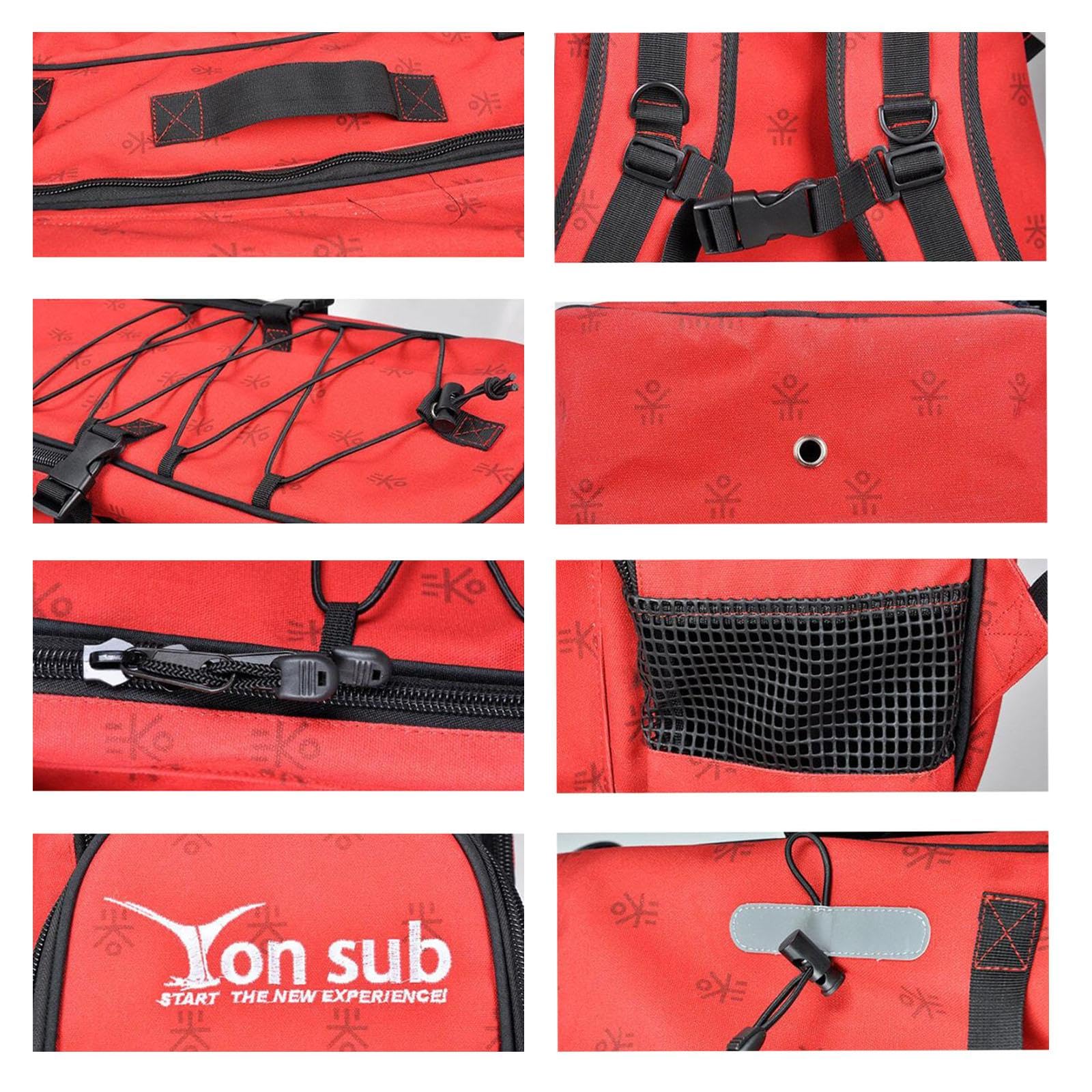 CAQYPVH Long Fins Bag Utility Backpack, Scuba Diving Gear Bag with Zipper, Diving Fin Bag Flippers Storage Bag for Water Sports, Red