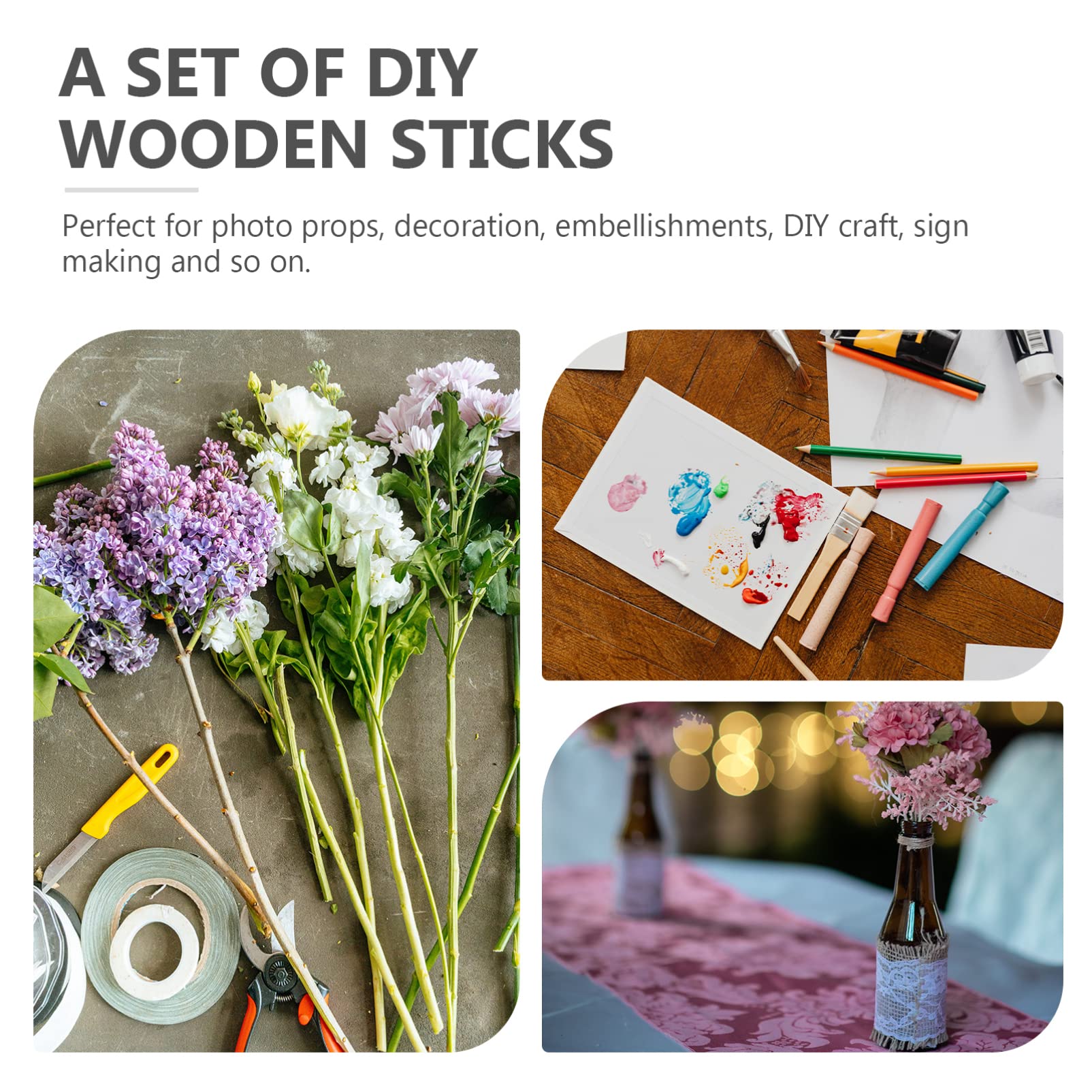 NUOBESTY 7 Set Ramo Decorazioni Cameretta Decorazione Natale Accessori Per Diy Materiali Per Diorami Telaio Jumbo Decorazioni in Bastoncini Di Legno Fornitura Fai Da Te Coffee 40 Pezzi * 7