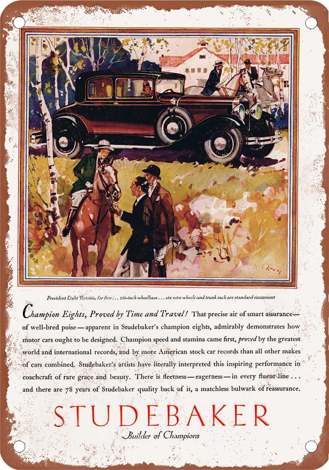 Miaomansenstore Metal Sign - 1930 Studebaker Vintage Ad 01 - Old Retro Rusty Look Home Decor