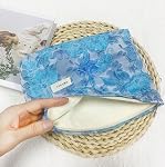 getgto 2 Pcs Makeup Bags, Large Cosmetic Bag Travel Toiletry Bag Organizer for Women, Embroidery Craft, Floral Cosmetic Pouch Purse with Zipper, Blue