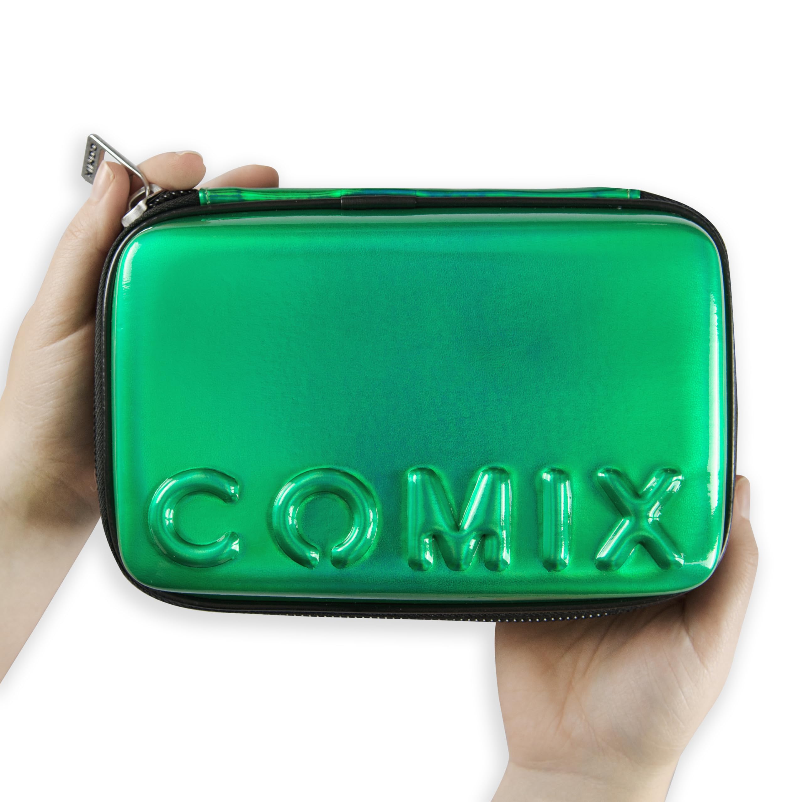 COMIX - Astuccio Scuola, Astuccio Maxi Zip per Bambini e Ragazzi, con Set Cancelleria Incluso, Cover Rigida con Maxi Logo in Rilievo e Tirazip in Metallo, 21 x 14,5h x 6,5 cm