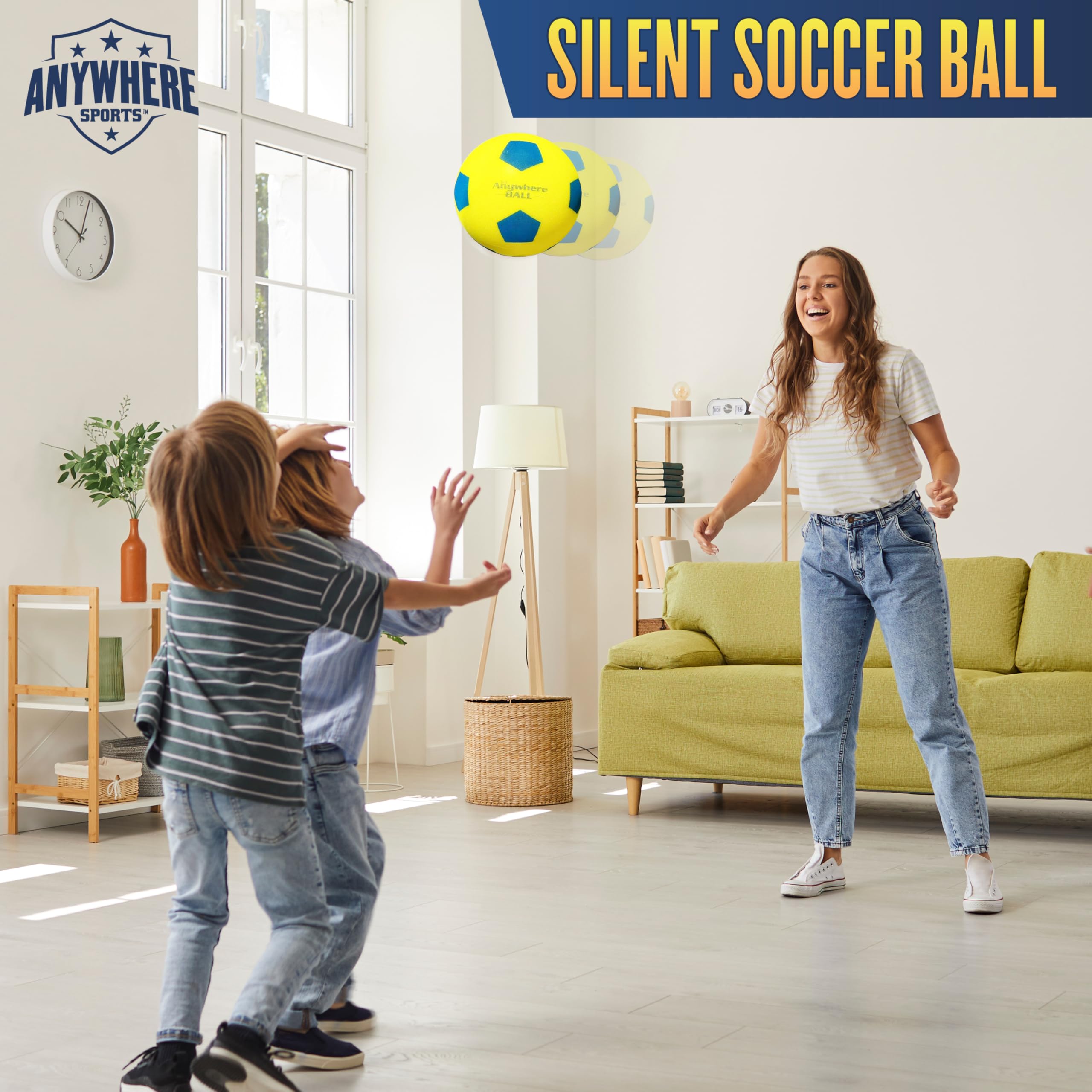 Anywhere Ball, pelota de fútbol silenciosa, tamaño 8 pulgadas, espuma sin aire para entrenamiento en interiores, patadas y rebote realista, práctica silenciosa 6