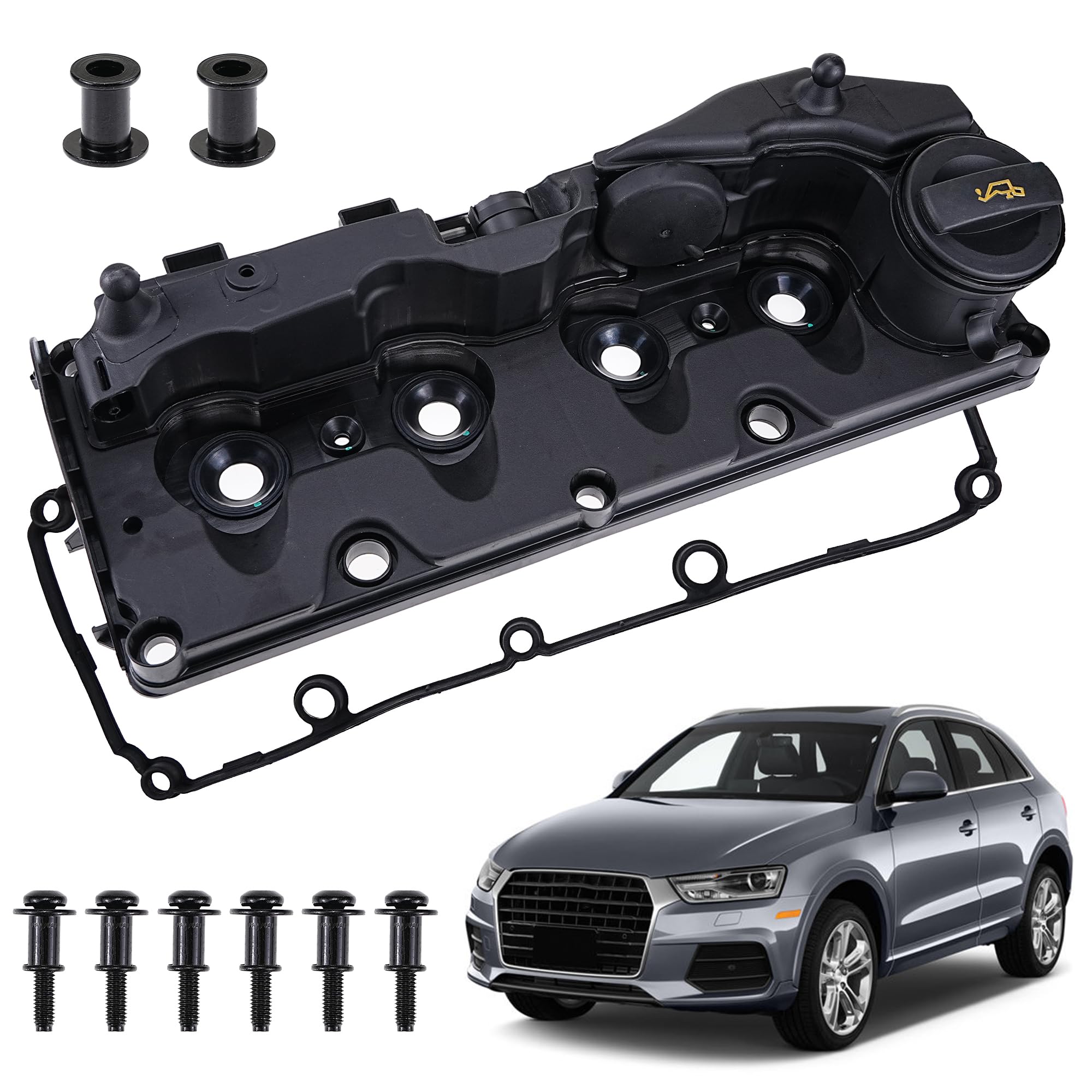 Coperchio bilanciere valvola motore con guarnizione compatibile per Audi A1 8X A3 8P Q3 8U Altea XL Ibiza 6J Leon 1P Octavia Superb Mk2 Golf Mk6 Polo 6R 6C 1.6 2.0 Sostituire # 03L103469R, 03L103483C