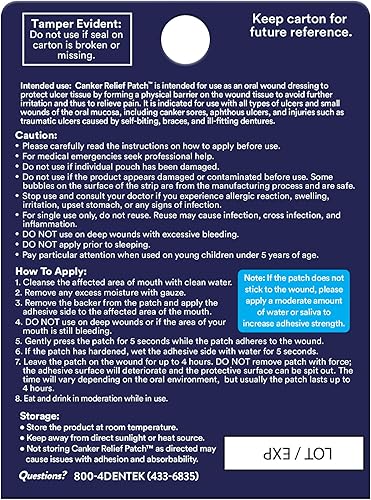 Miniatura 6 de DenTek Parches de alivio de cancro para aliviar el dolor de las aftas bucales, ayuda a aliviar el dolor de aparatos ortopédicos y heridas orales, 6