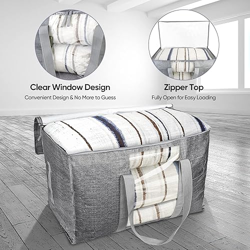 Miniatura 5 de BALEINE Paquete de 8 bolsas de mudanza extragrandes con asas reforzadas, bolsas de almacenamiento resistentes para suministros de mudanza, camping