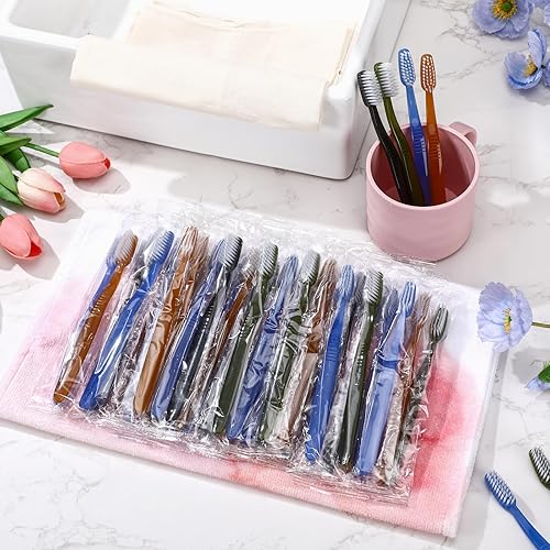 Vista 17 de Tioncy Paquete de 200 cepillos de dientes desechables prepegados, cepillos de dientes envueltos individuales, cerdas suaves, cepillo de dientes