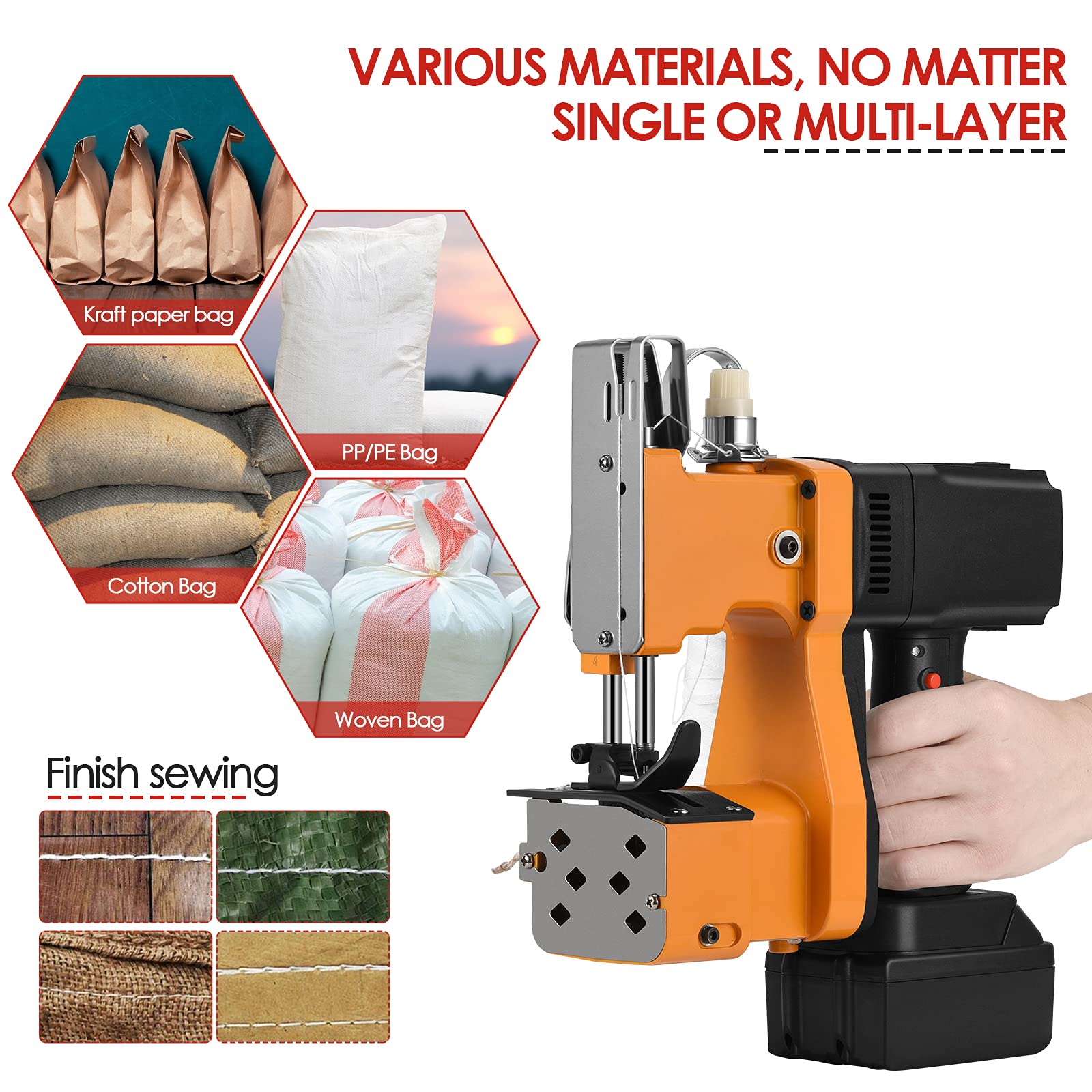 Sacos Maquinas de Coser Maquina de Tejer Portátil Máquina Selladora para Bolsa dePlástico de Papel de Arroz