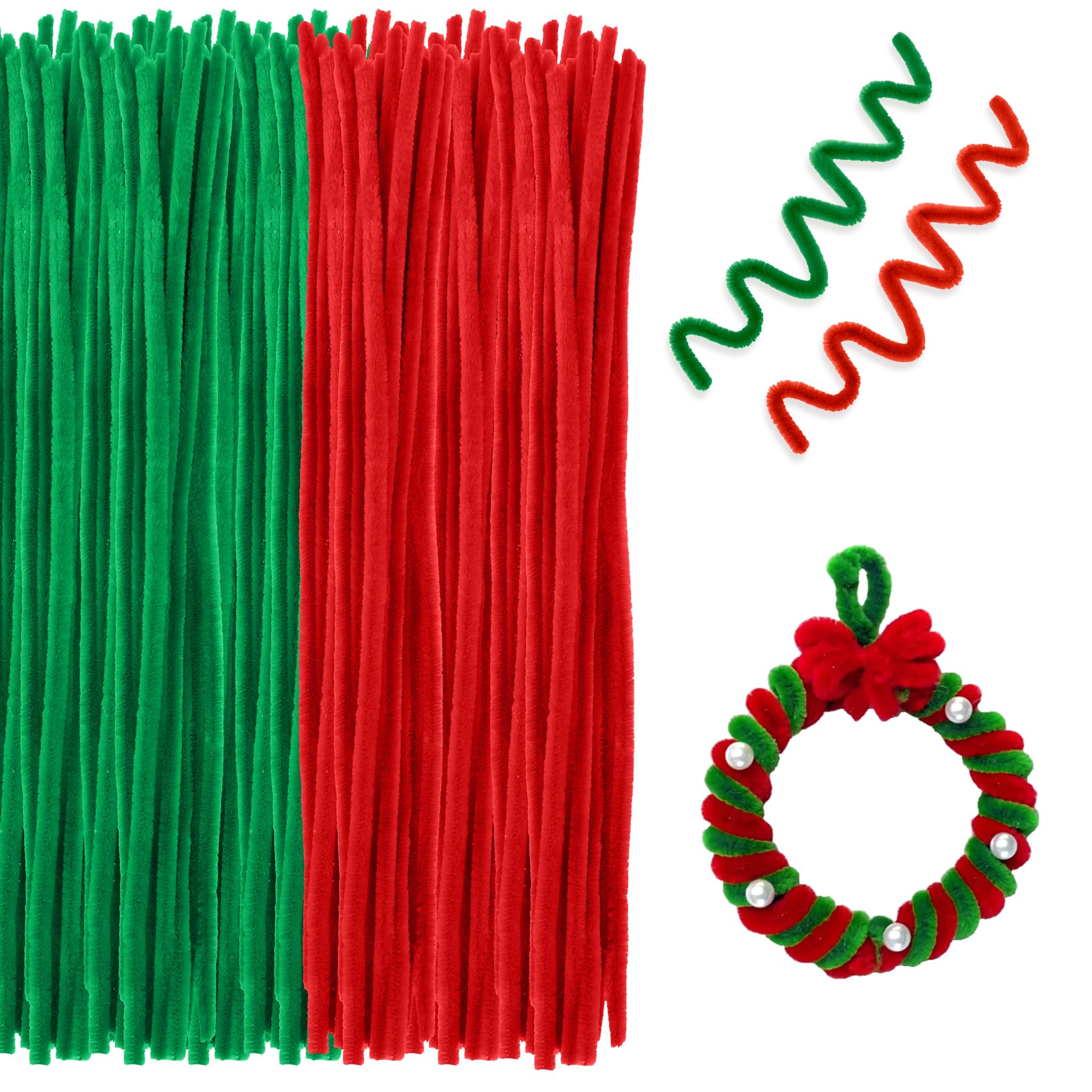 Green Pipe Cleaners, Red Pipe Cleaners, Twisting Stick Diy, Diy Material Package, 200 Pcs 30cm X 6mm, Chenille Stem For Art And Craft Projects Creative Diy Decoratio