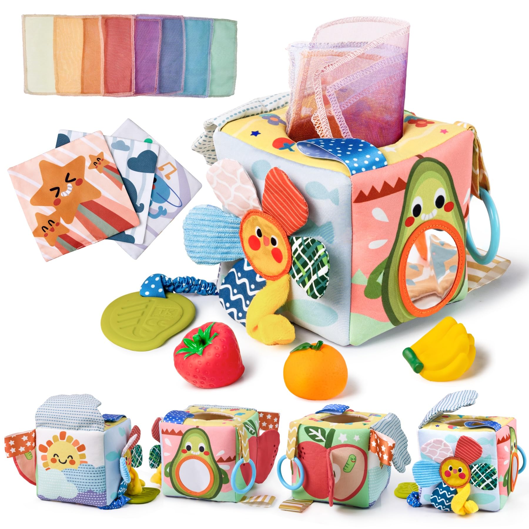 Photo 1 of TUMAMA Baby Tissue Box Toys - Montessori Baby Toys for 6-12 Months, Soft Crinkle Sensory Toys for Babies 0-12 Months