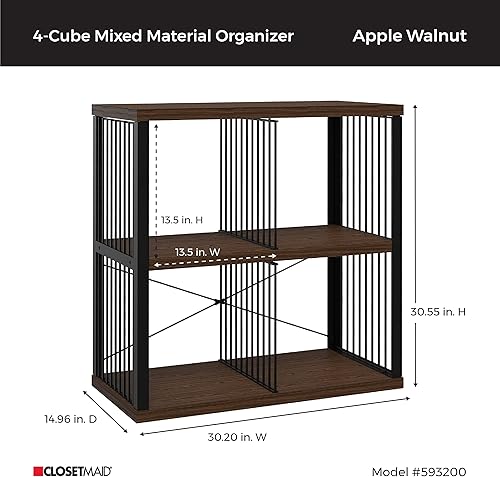 Miniatura 9 de ClosetMaid Estantería organizadora de almacenamiento de 6 cubos estante de almacenamiento marco de metal estantes de madera fácil montaje negrotrigo