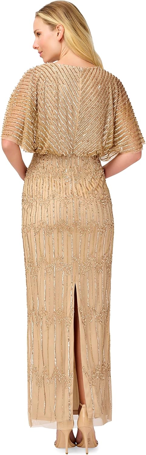 Adrianna Papell Womens Beaded Surplice Gown - Image 2