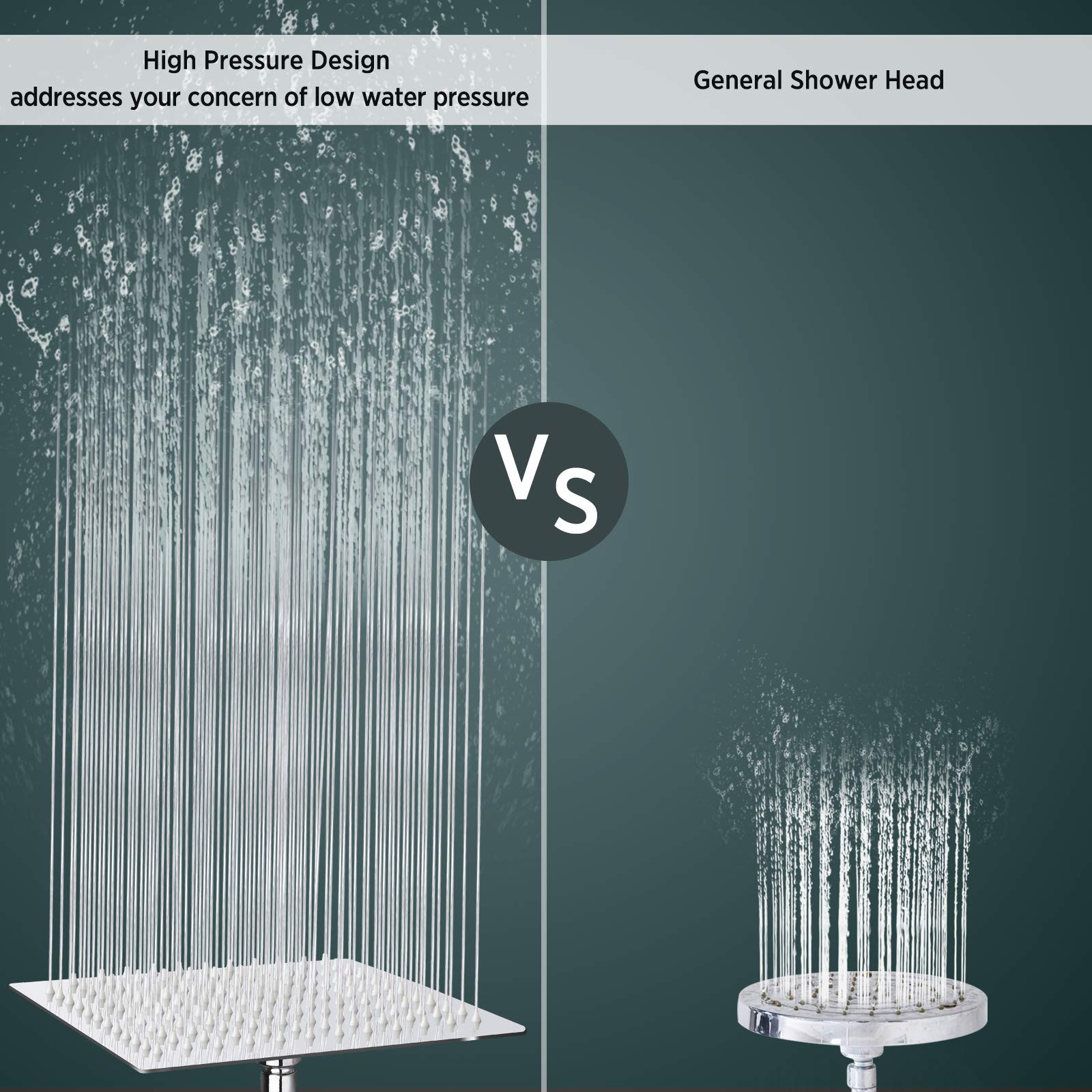 Sooreally Square Rain Shower Head 12 Inch Large Rainfall Showerhead