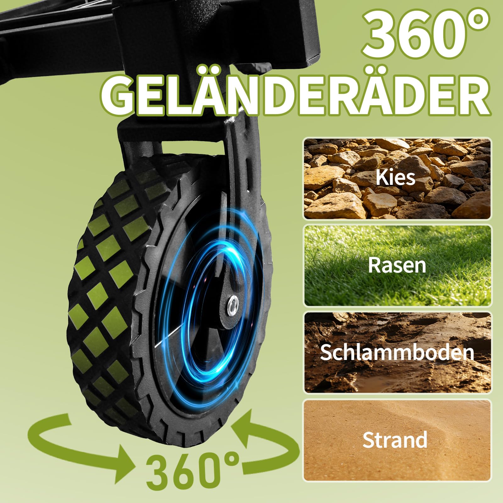 Bollerwagen faltbar,Tragfähigkeit 210 kg, Multifunktionaler Faltwagen mit geländegängigen Rädern, tragbar für Camping, Garten, Einkaufen und Strand (Schwarz, 120L 100 kg Tragfähigkeit)