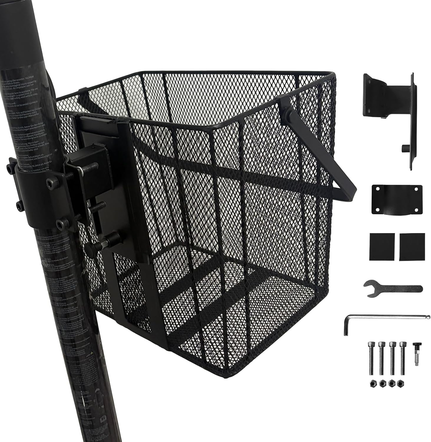 Scooter Basket Bike Front Baskets Heavy Duty Quick Release Removable Iron Mesh Bicycle Basket with Handle Easy Assembly and Portability Size 10.2" D x 6.5" W x 9" H
