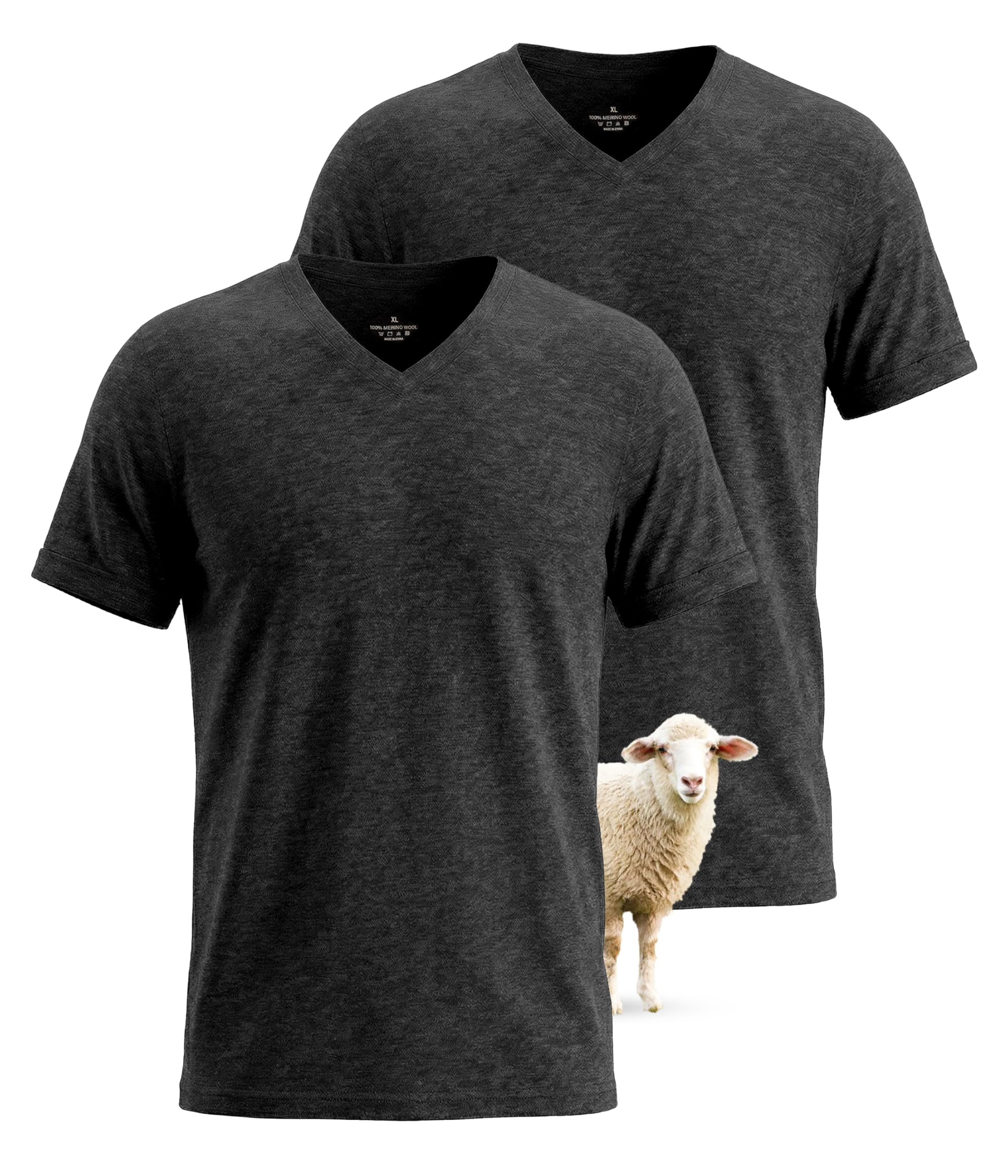 View 1 of *one shirt* SUNCHIRI Men's Merino Wool V-Neck T-Shirt Size Large