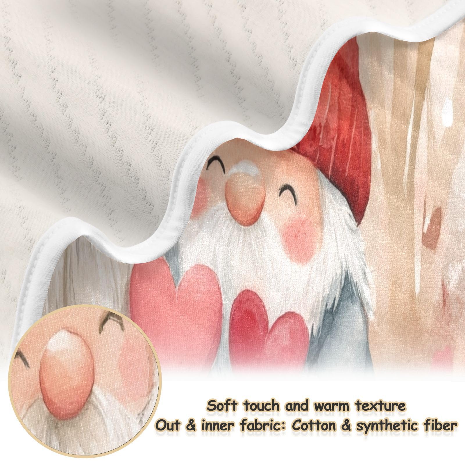 Burbuja Valentine Love Gnomes Baby Blanket for Boys Girls, Nursery Soft Warm Swaddling Receiving Baby Blankets, 30x40 in Toddler Blanket